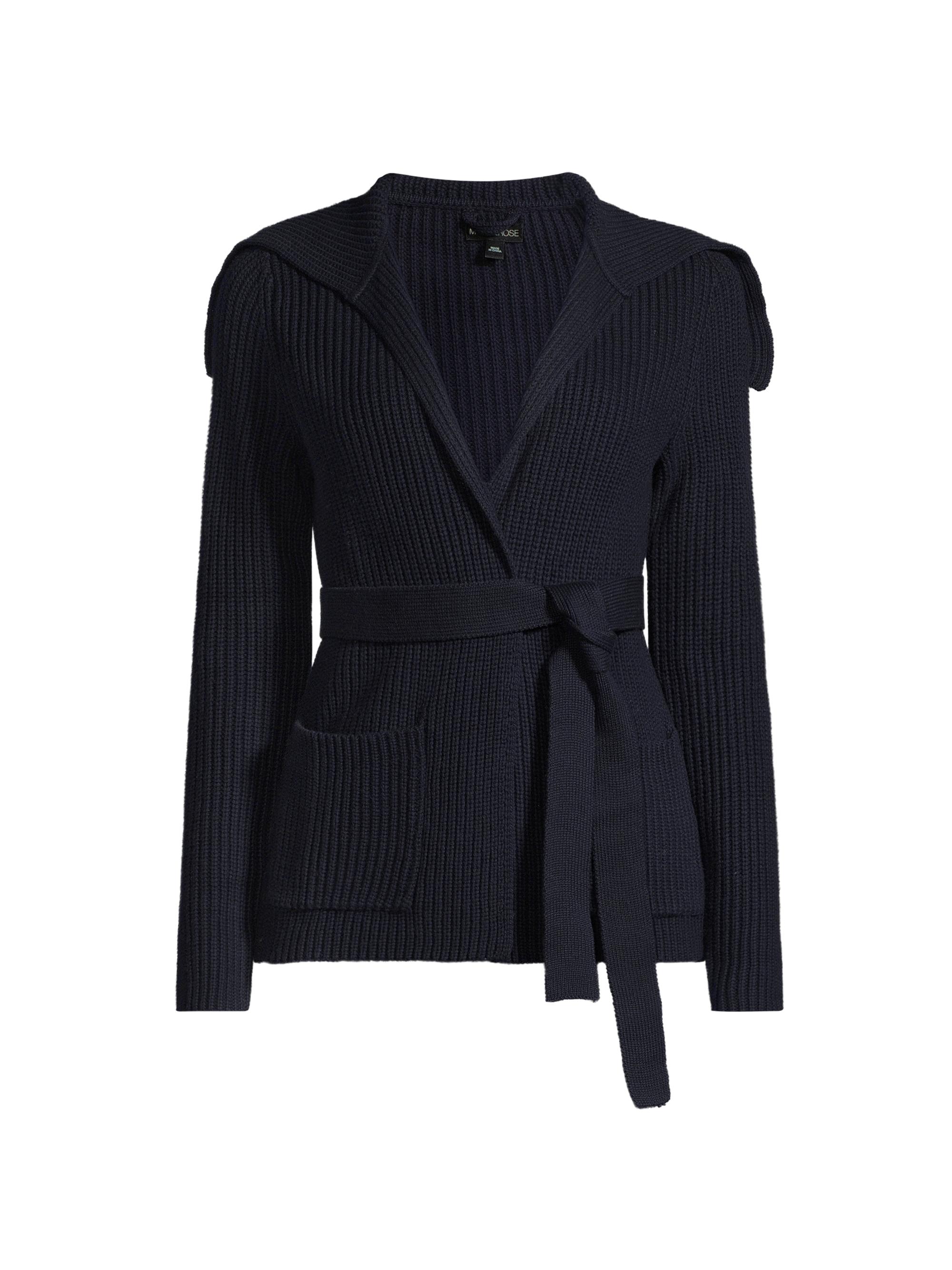 Minnie Rose Women's Cotton-Cashmere Shaker Flyaway Cardigan - Navy