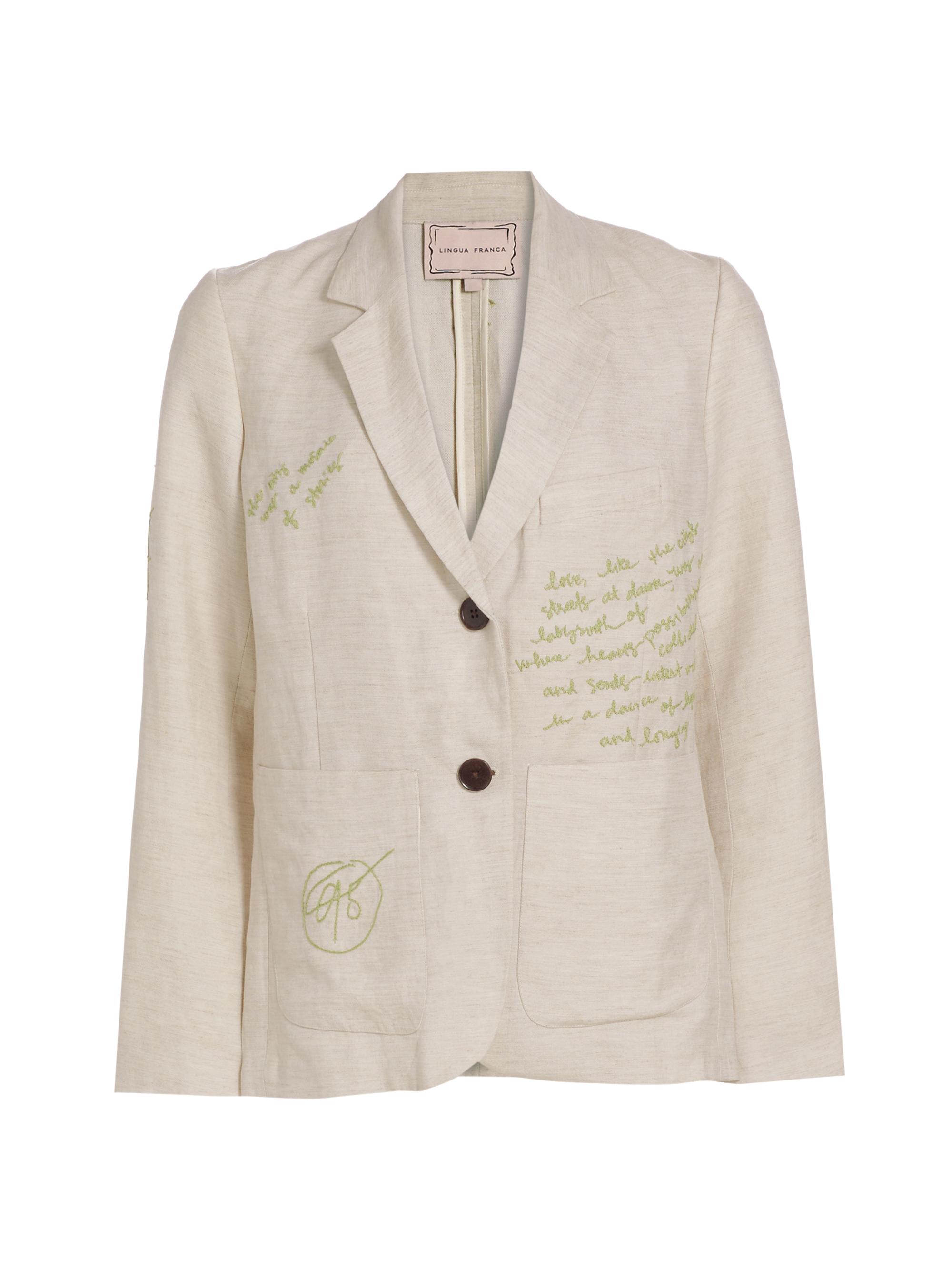 Lingua Franca Women's Waverly Embroidered Blazer - Natural
