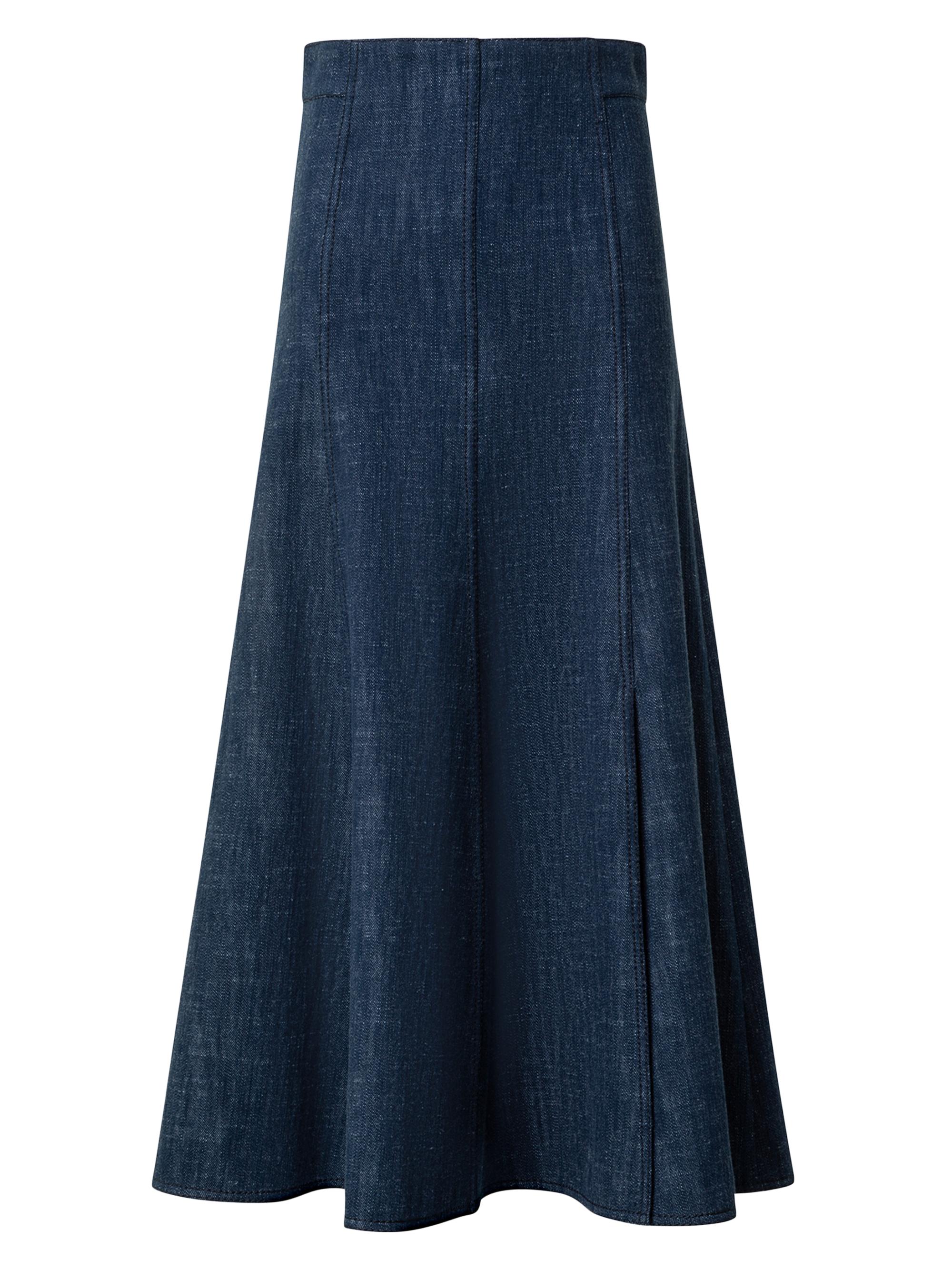 Akris punto Women's Wool-Blend Denim Midi Skirt - Navy Denim