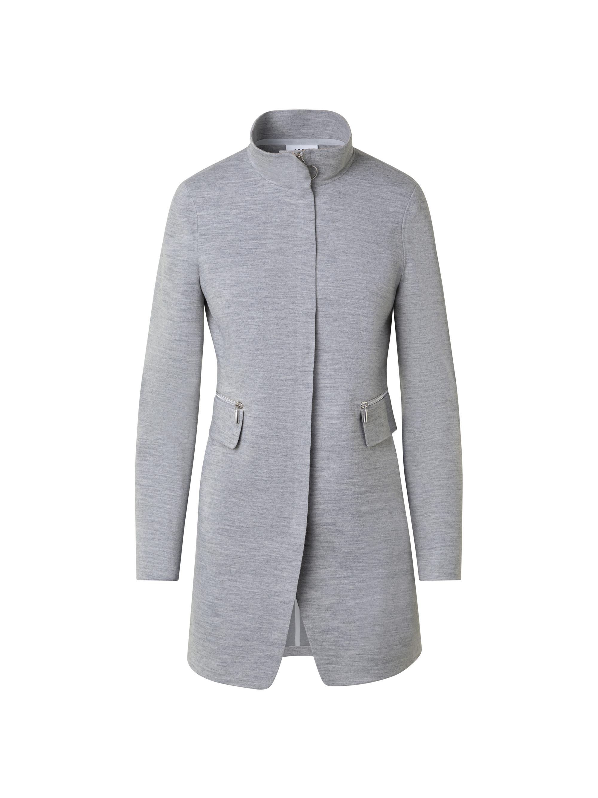 Akris punto Women's Felted Wool Jersey Fitted Coat - Silver