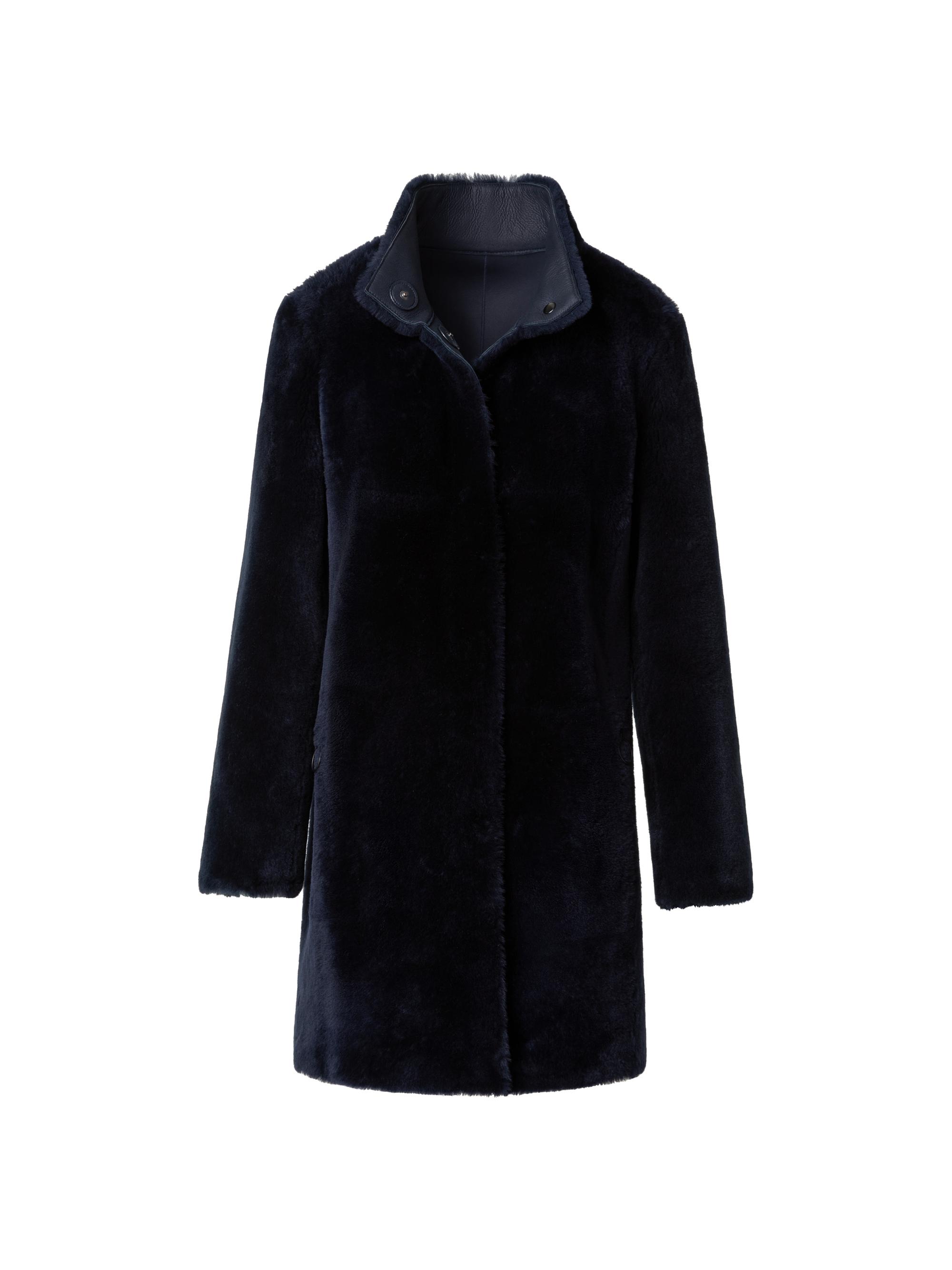 Akris punto Women's Shearling Knee-Length Coat - Navy