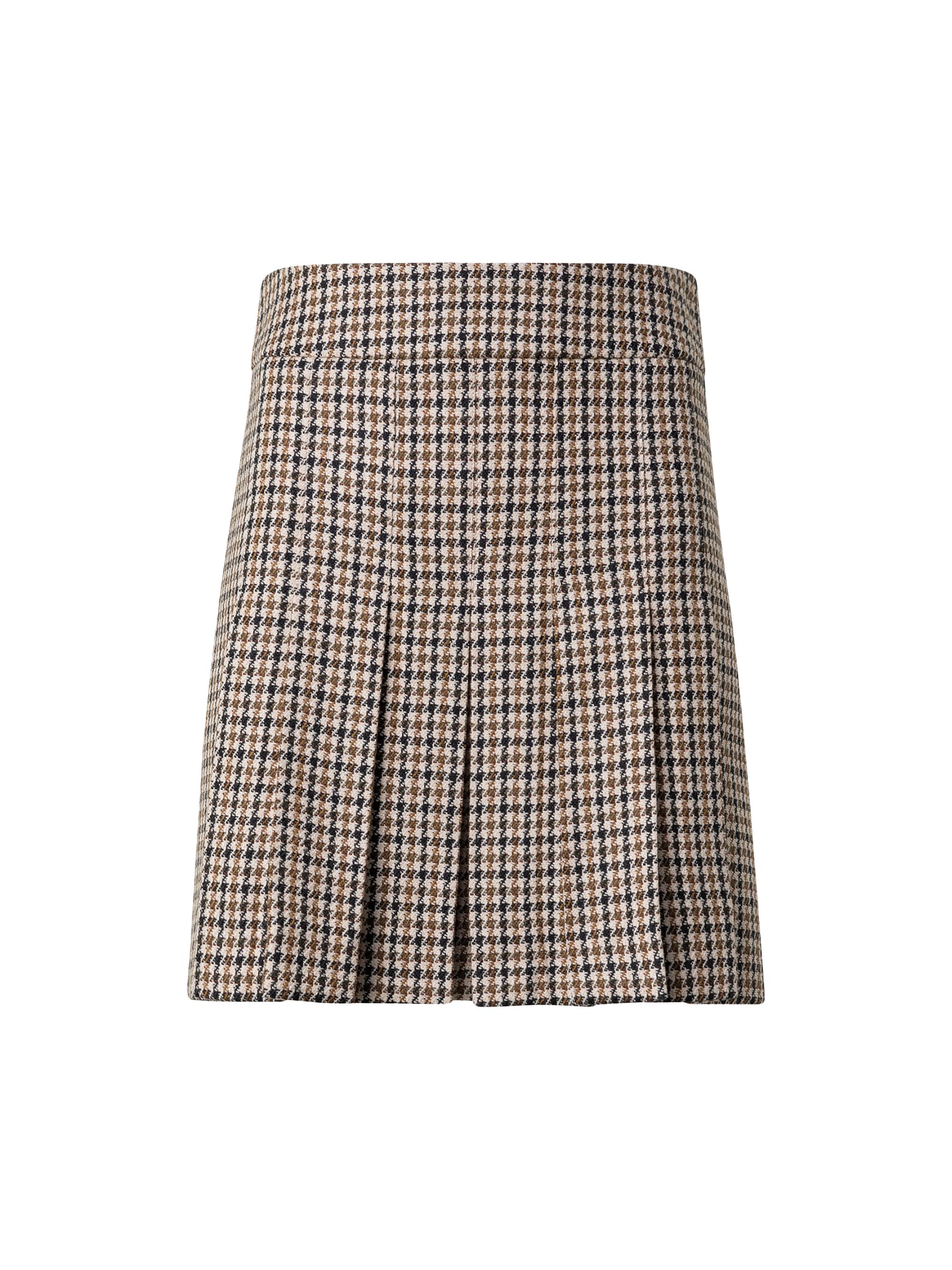 Akris punto Women's Houndstooth Wool Miniskirt - Beige Cognac Black