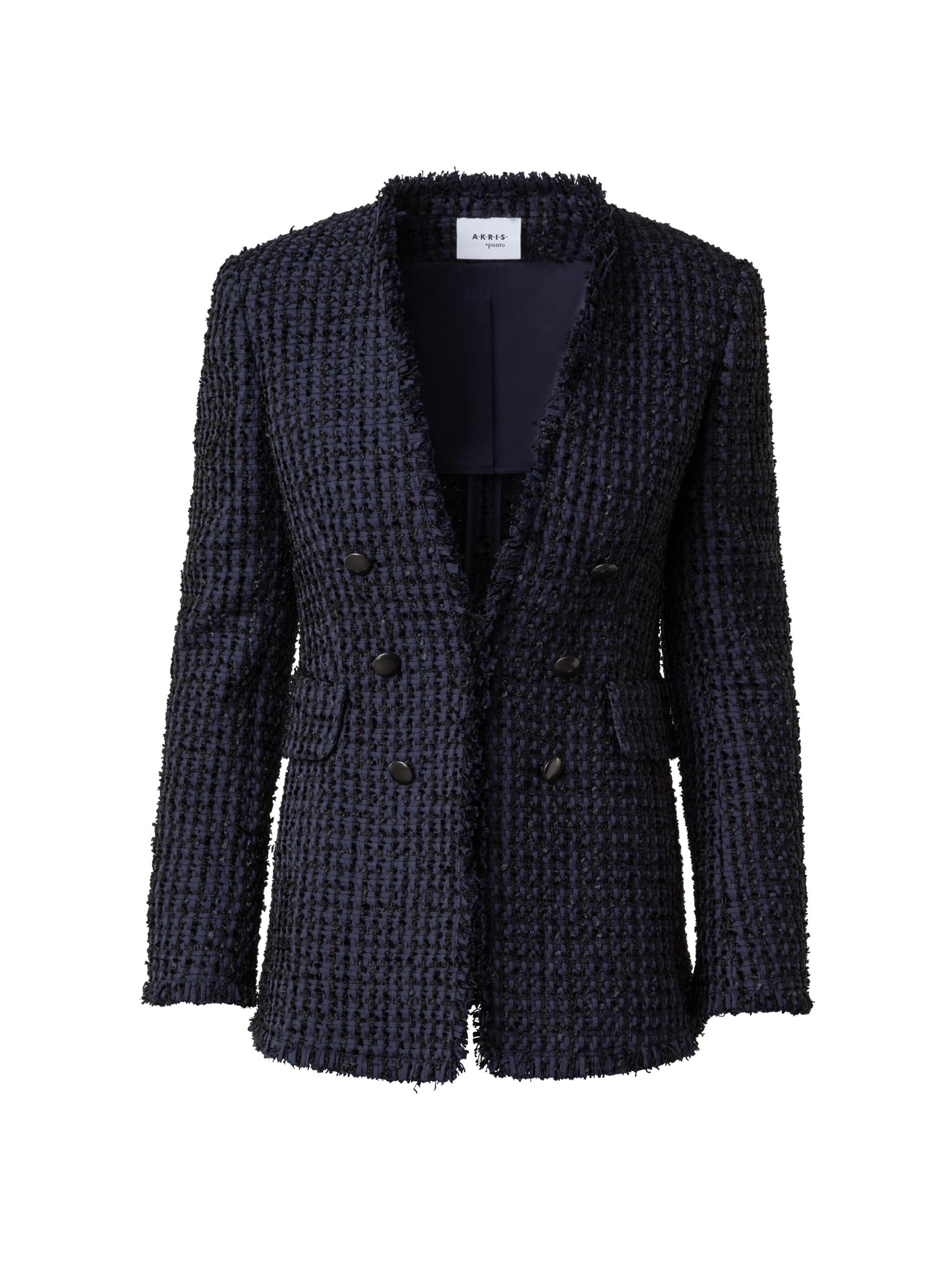 Akris punto Women's Tweed Double-Breasted Jacket - Navy