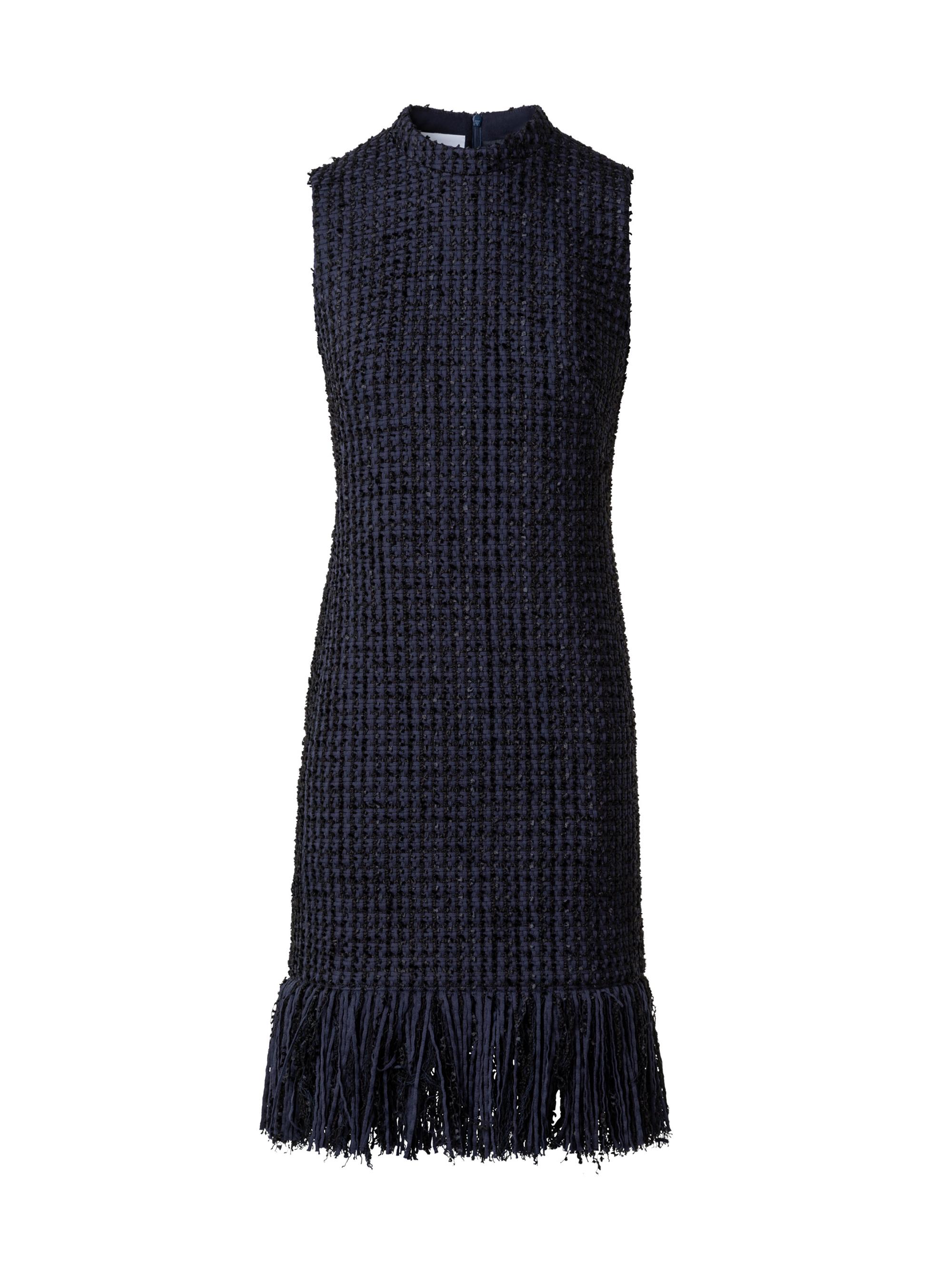 Akris punto Women's Fringe-Trimmed Tweed Sheath Dress - Navy