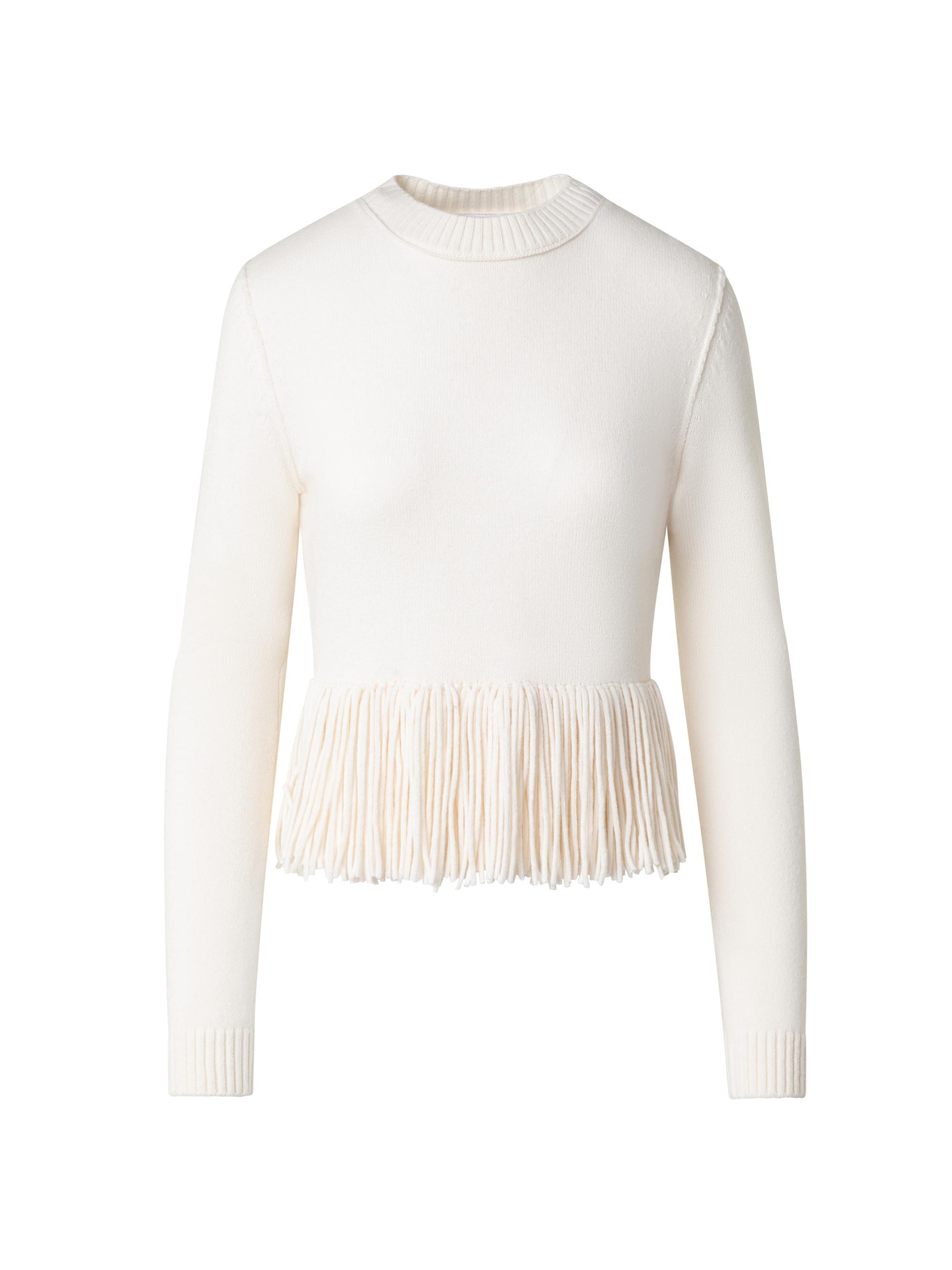 Akris punto Women's Fringed Wool-Cashmere Sweater - Cream