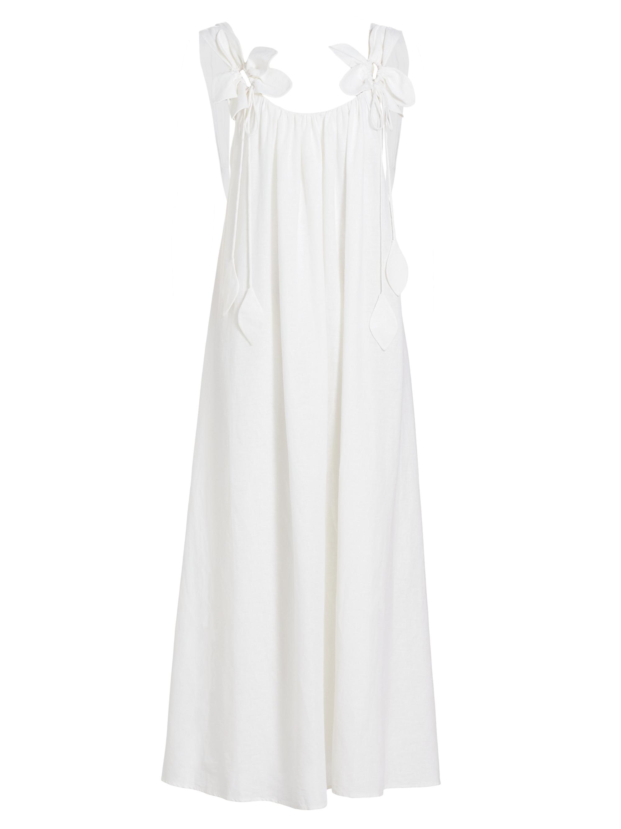 Farm Rio Women's Linen-Blend Petal Shift Midi-Dress - Off White