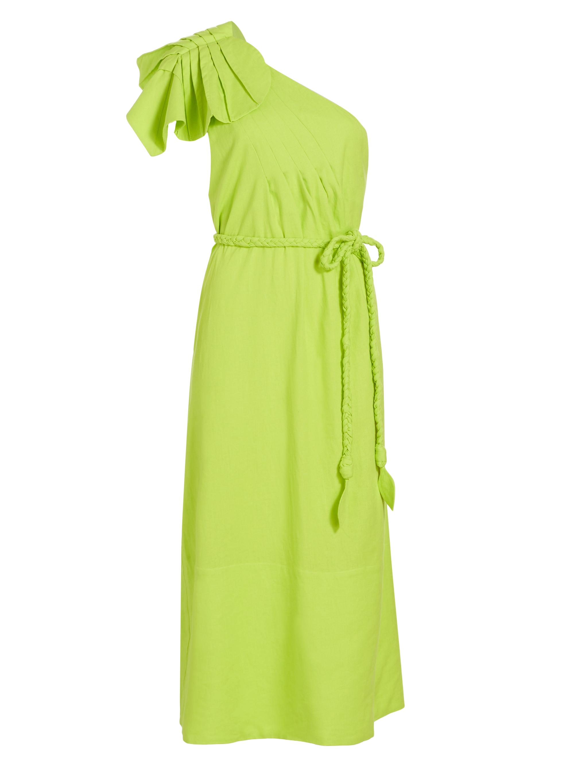 Farm Rio Women's Linen-Blend One-Shoulder Midi-Dress - Green