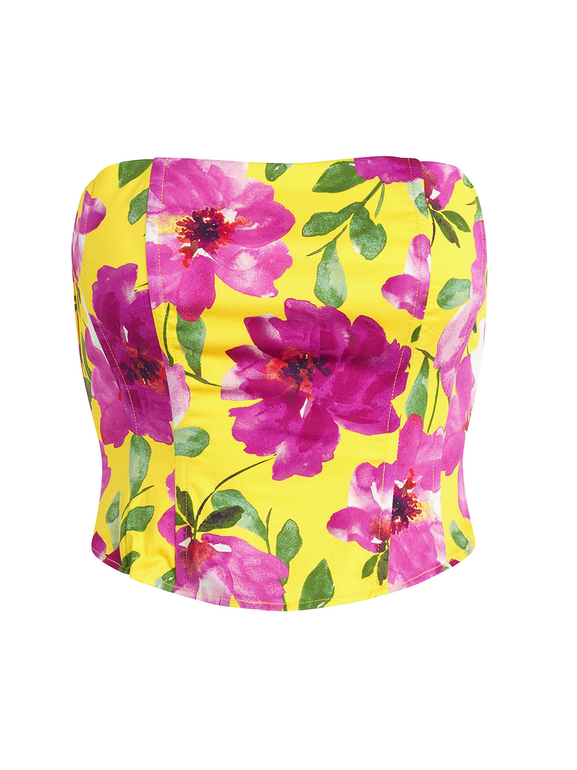 Favorite Daughter Women's Lanai Floral Strapless Top - Bold Camellia