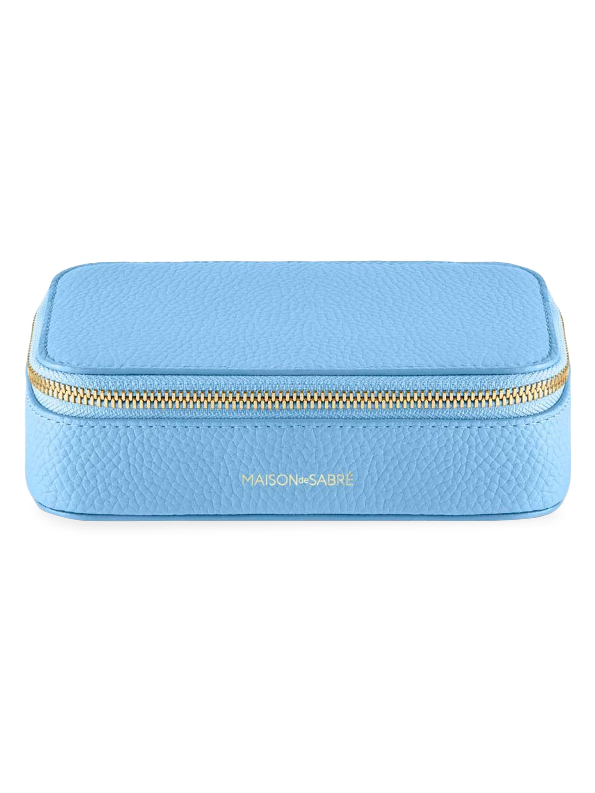 Maison de Sabre Women's Leather Jewelry Case - Sky Blue