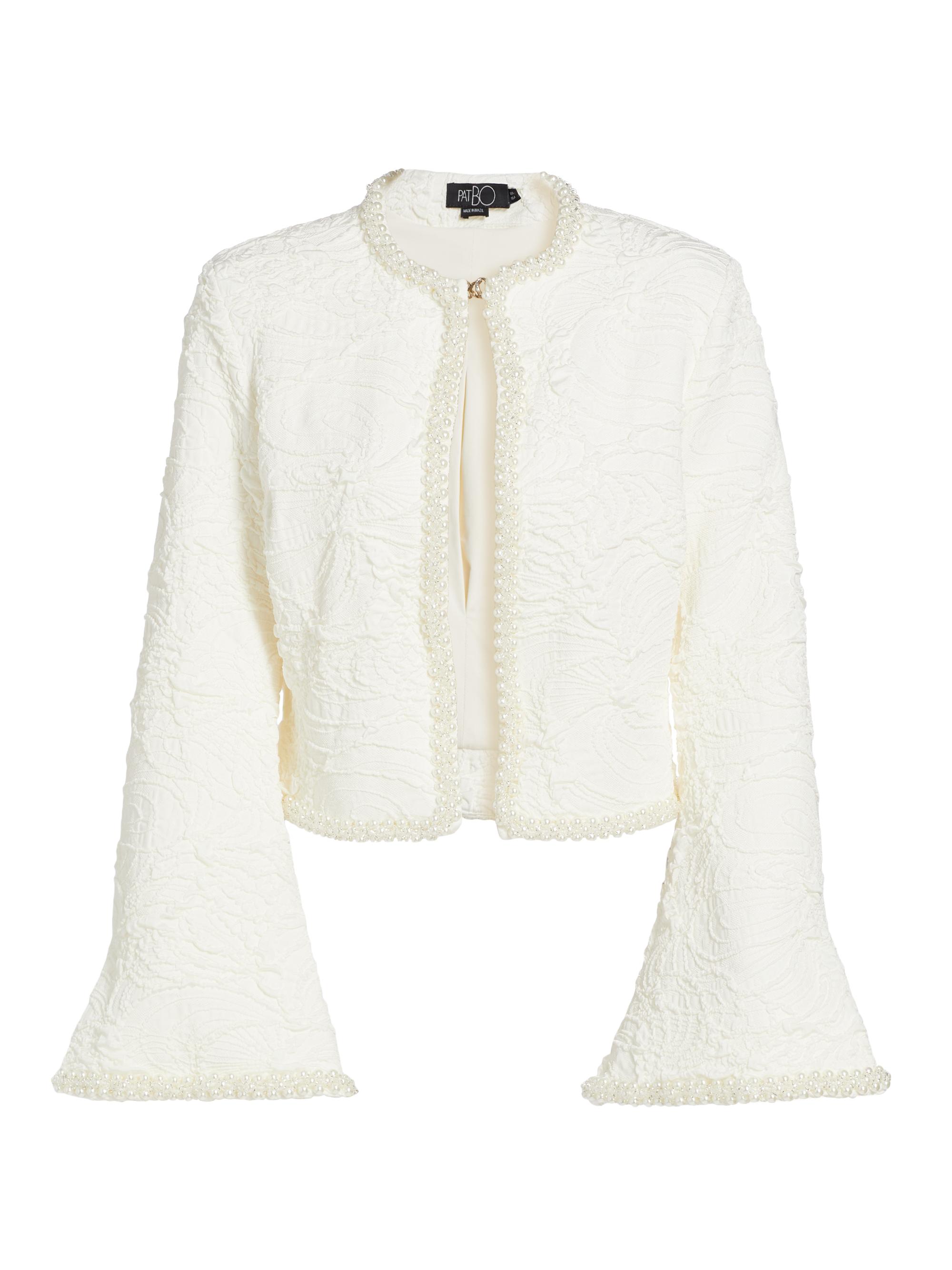 PatBO Women's Pearl-Beaded Jacquard Jacket - White