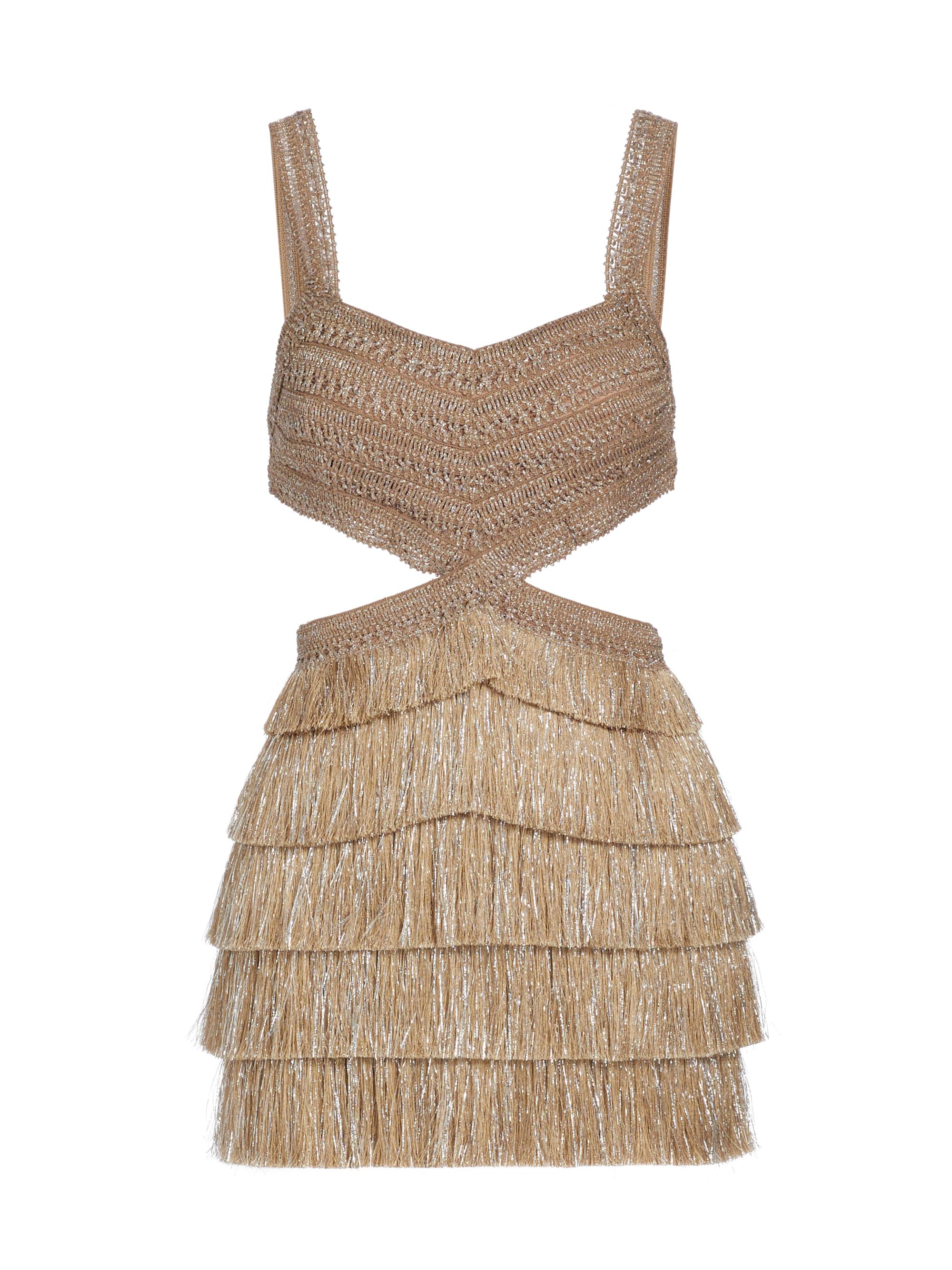 PatBO Women's Metallic Fringe & Cut-Out Minidress - Gold