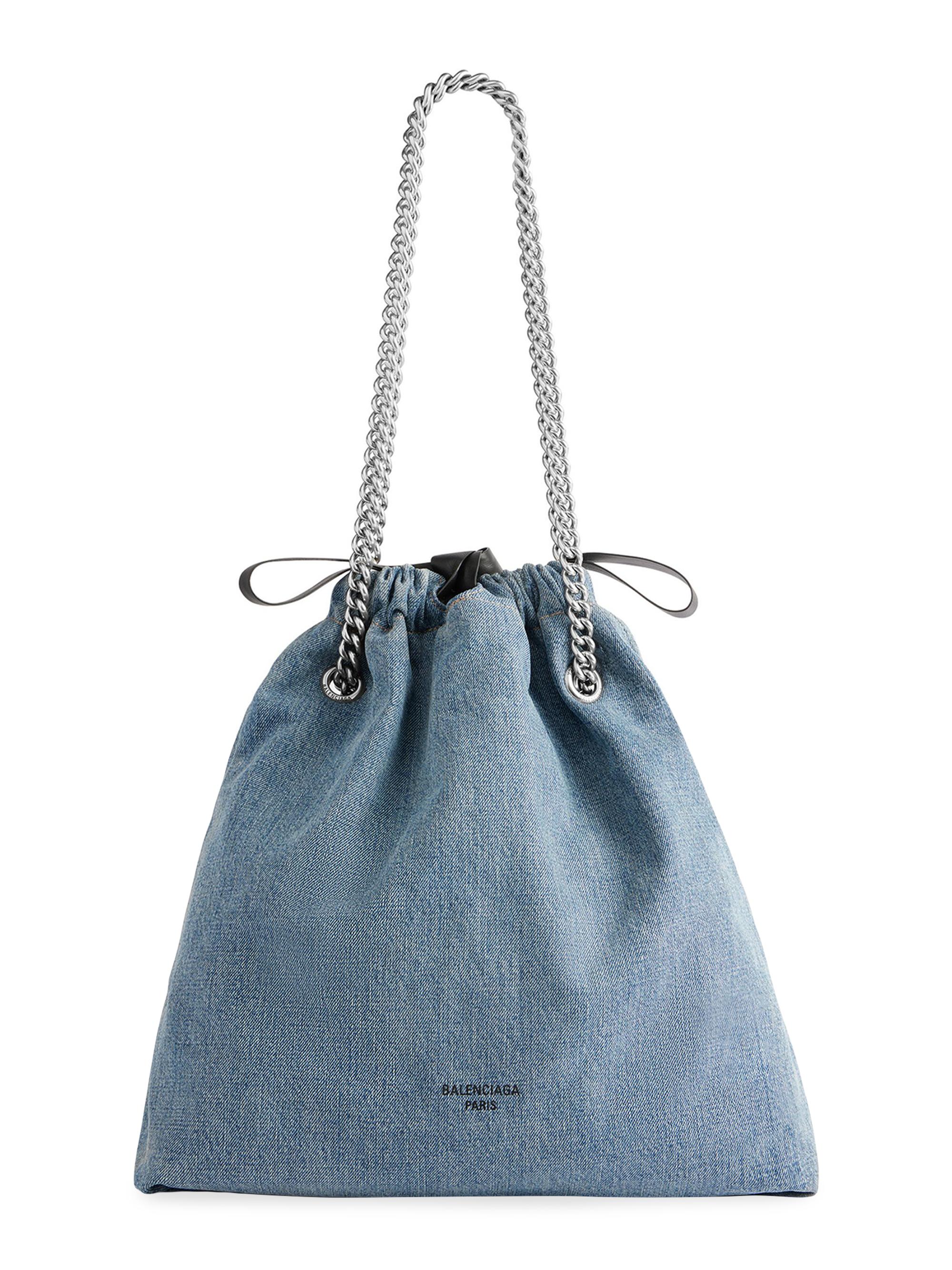 Balenciaga Women's Crush  Bucket Bag in Denim - Blue