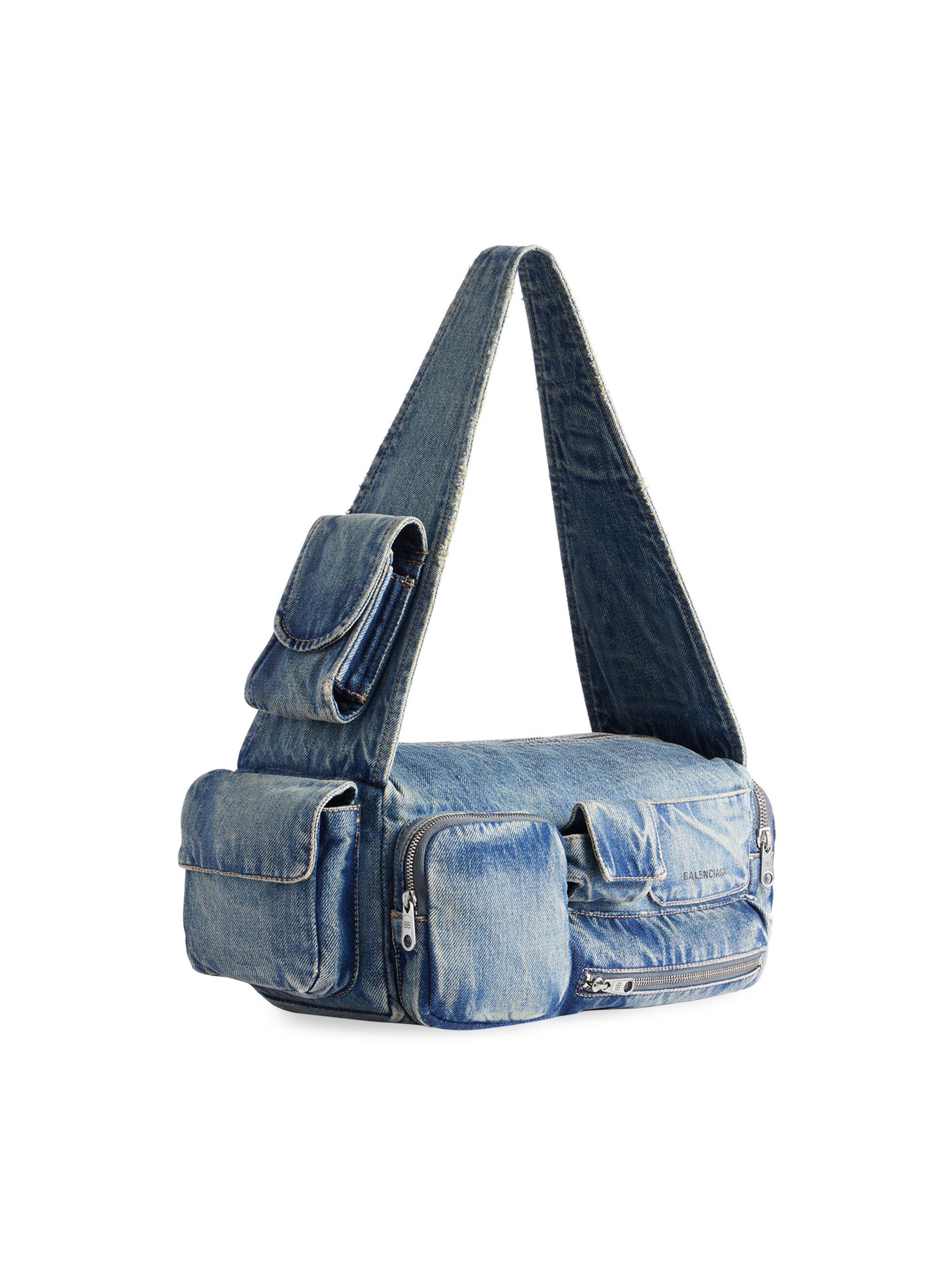 Balenciaga Superbusy Small Sling Shoulder Bag in Denim | Saks