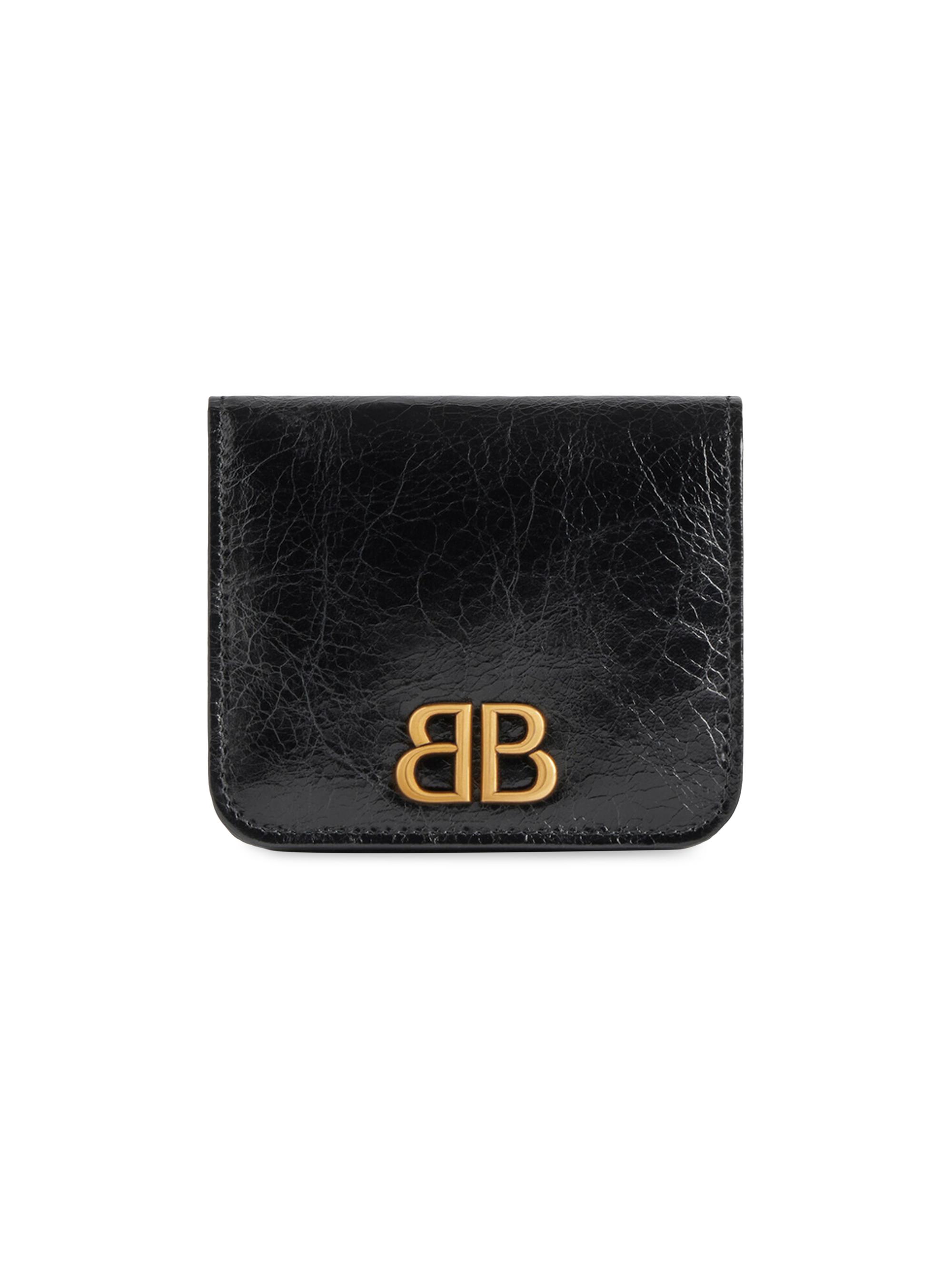 Balenciaga Women's Monaco Flap Coin and Card Holder - Black