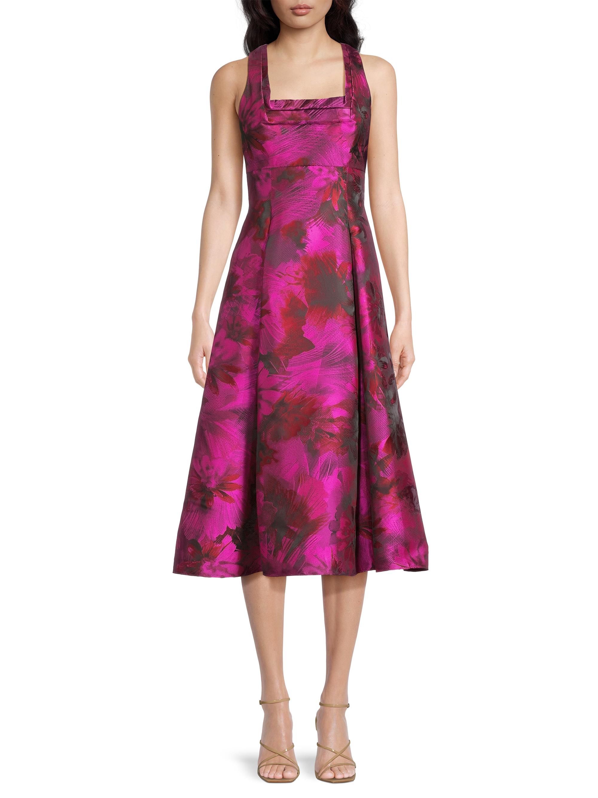 ワンピース Floral Jacquard Knitted Dress Floral Jacquard Soft Knit Midi Dress - Modern Fit