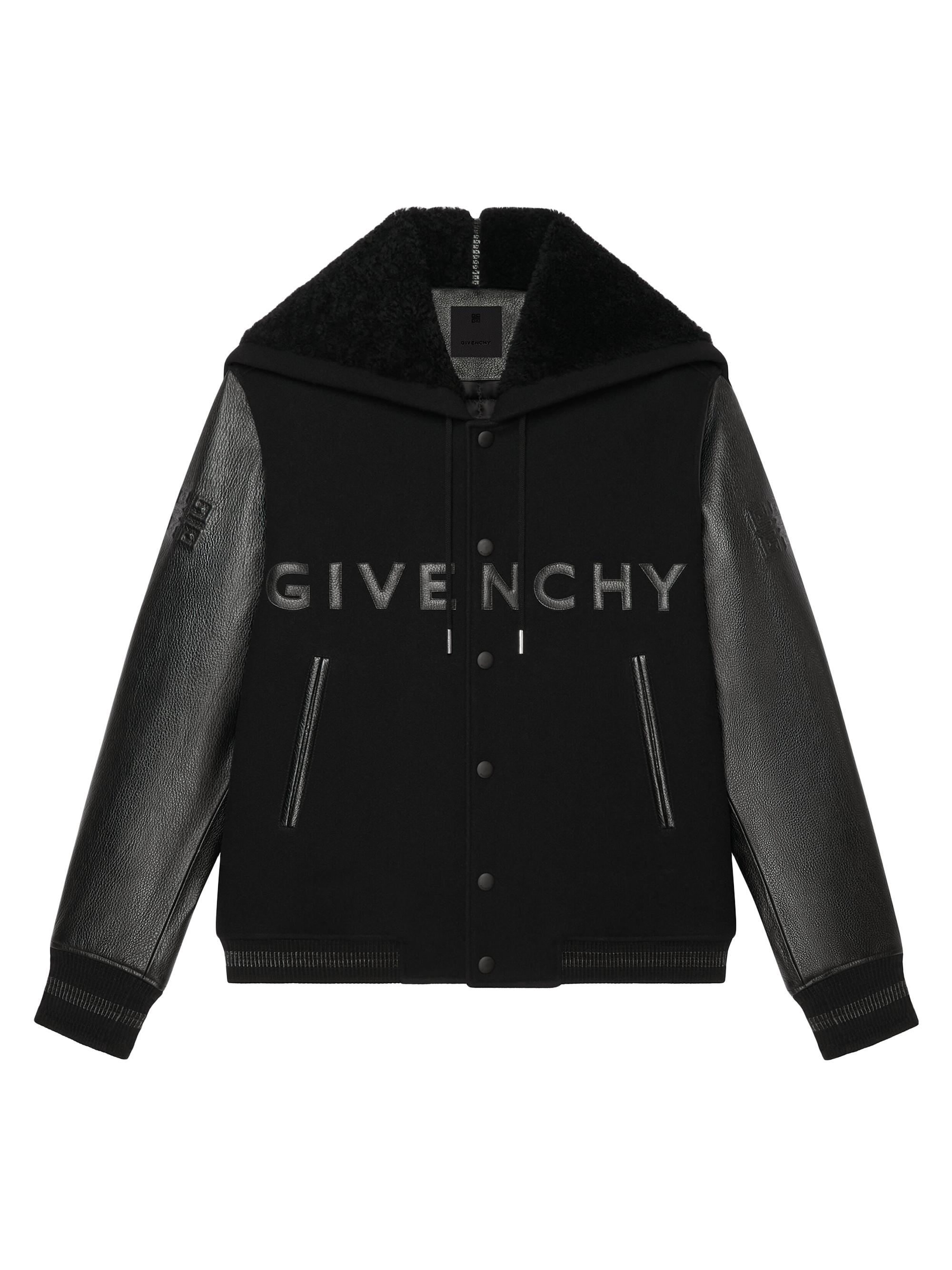 Givenchy Men's Hooded Varsity Jacket in Wool - Black