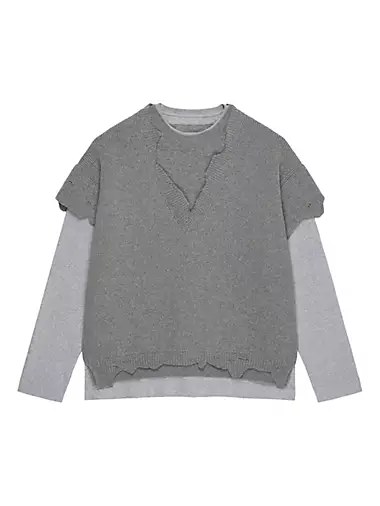 Cut & Layer Sweater in Wool and Cotton