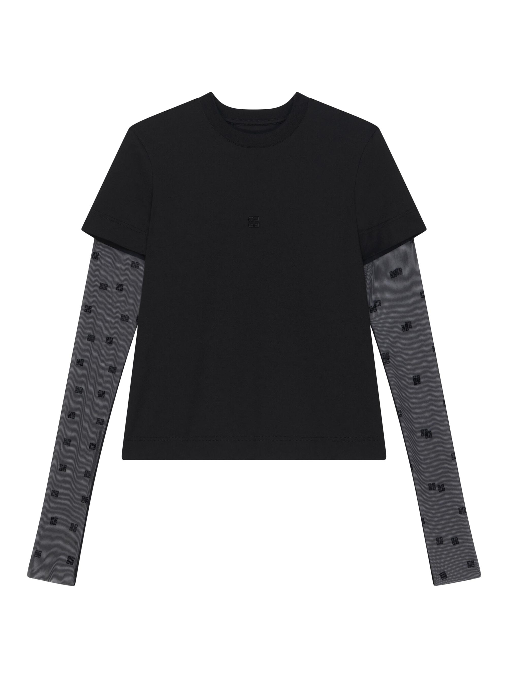 Givenchy Women's Classic Fit T-Shirt in Bi-Material 4G Pattern - Black