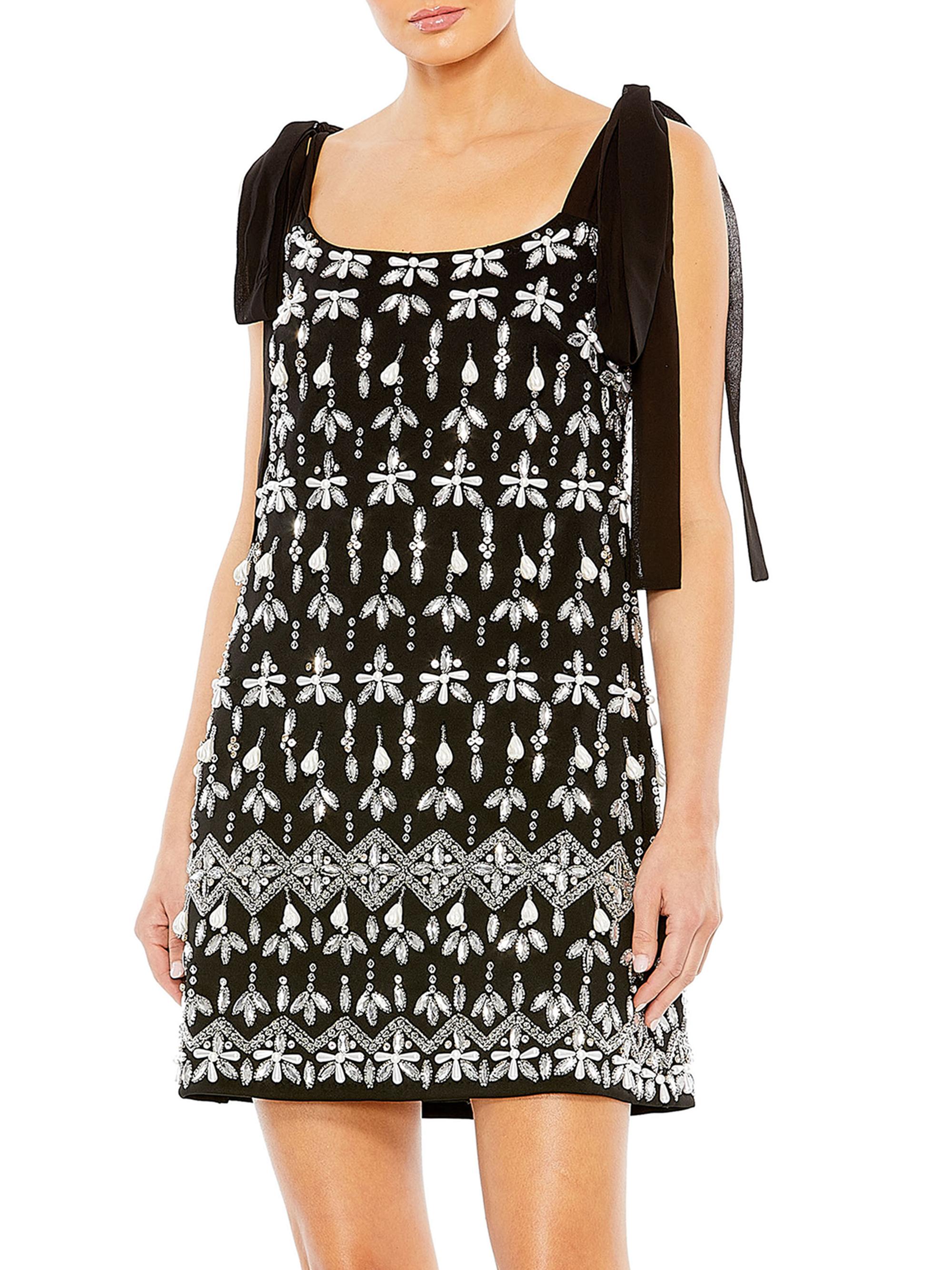 Mac Duggal Women's Crystal-Embellished Shift Minidress - Black