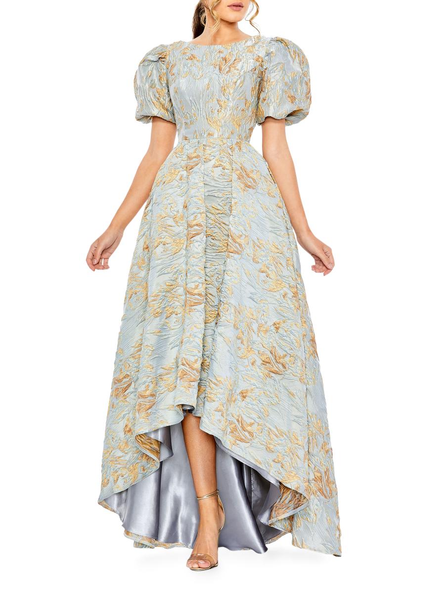 【Mac Duggal】フローラルブロケードキャップスリーブ ドレス Mac Duggal Embellished Floral Cap-Sleeve Gown | Saks Fifth