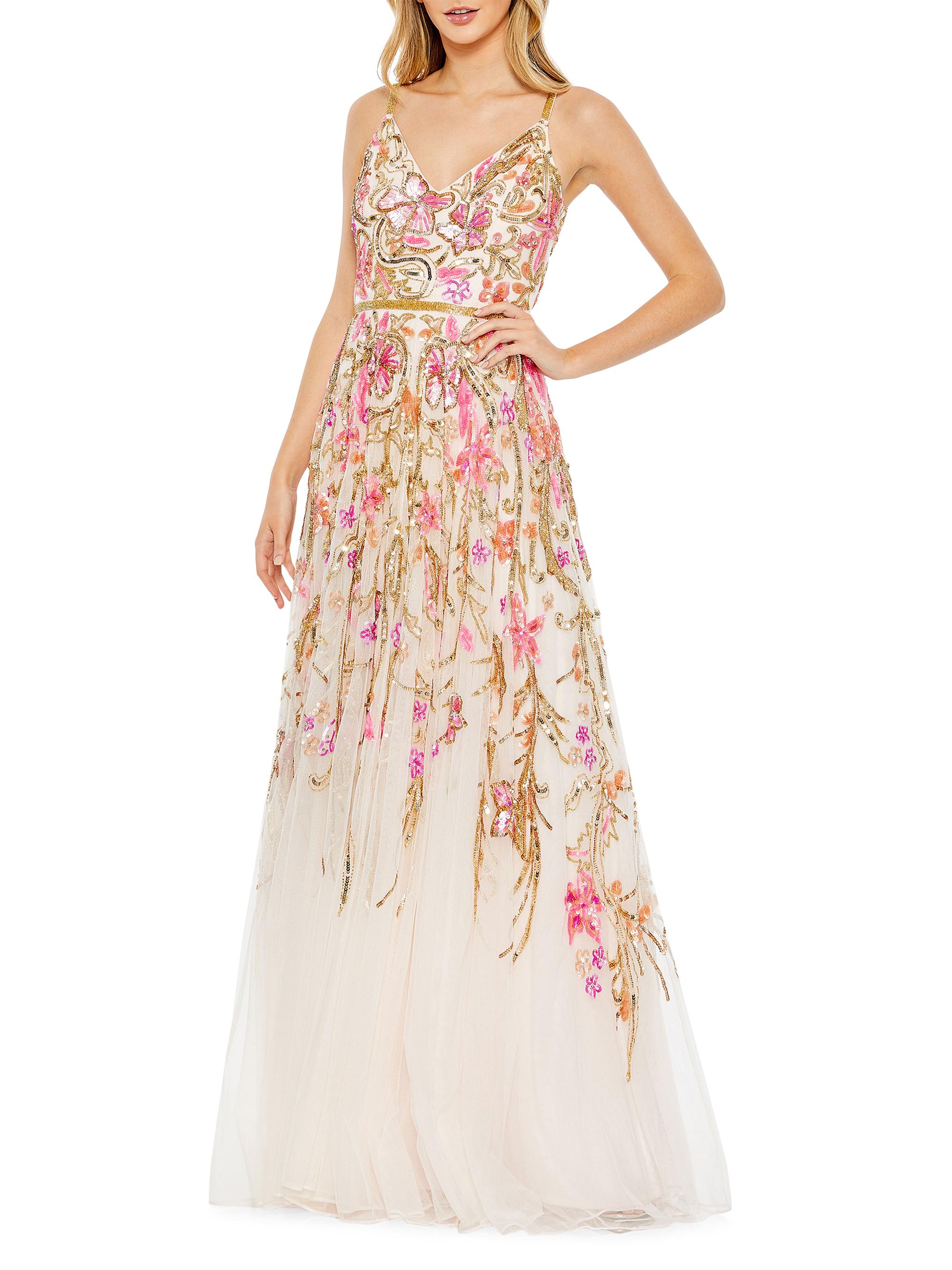 Mac Duggal Women's Floral Embellished Gown - Oyster Multi