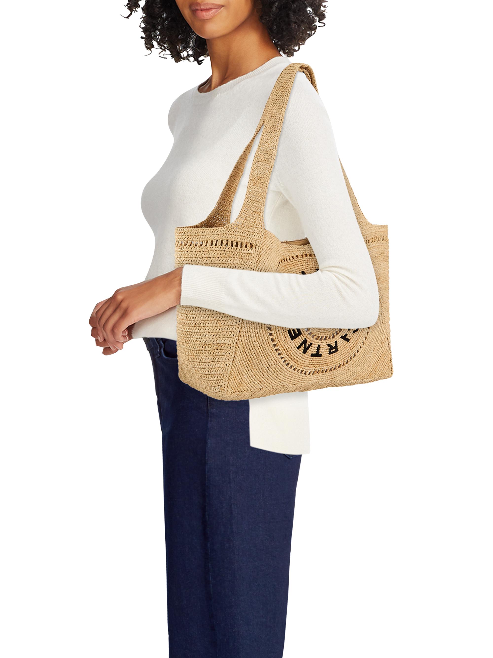 Stella McCartney Logo-Embroidered Crochet Raffia Tote Bag | Saks