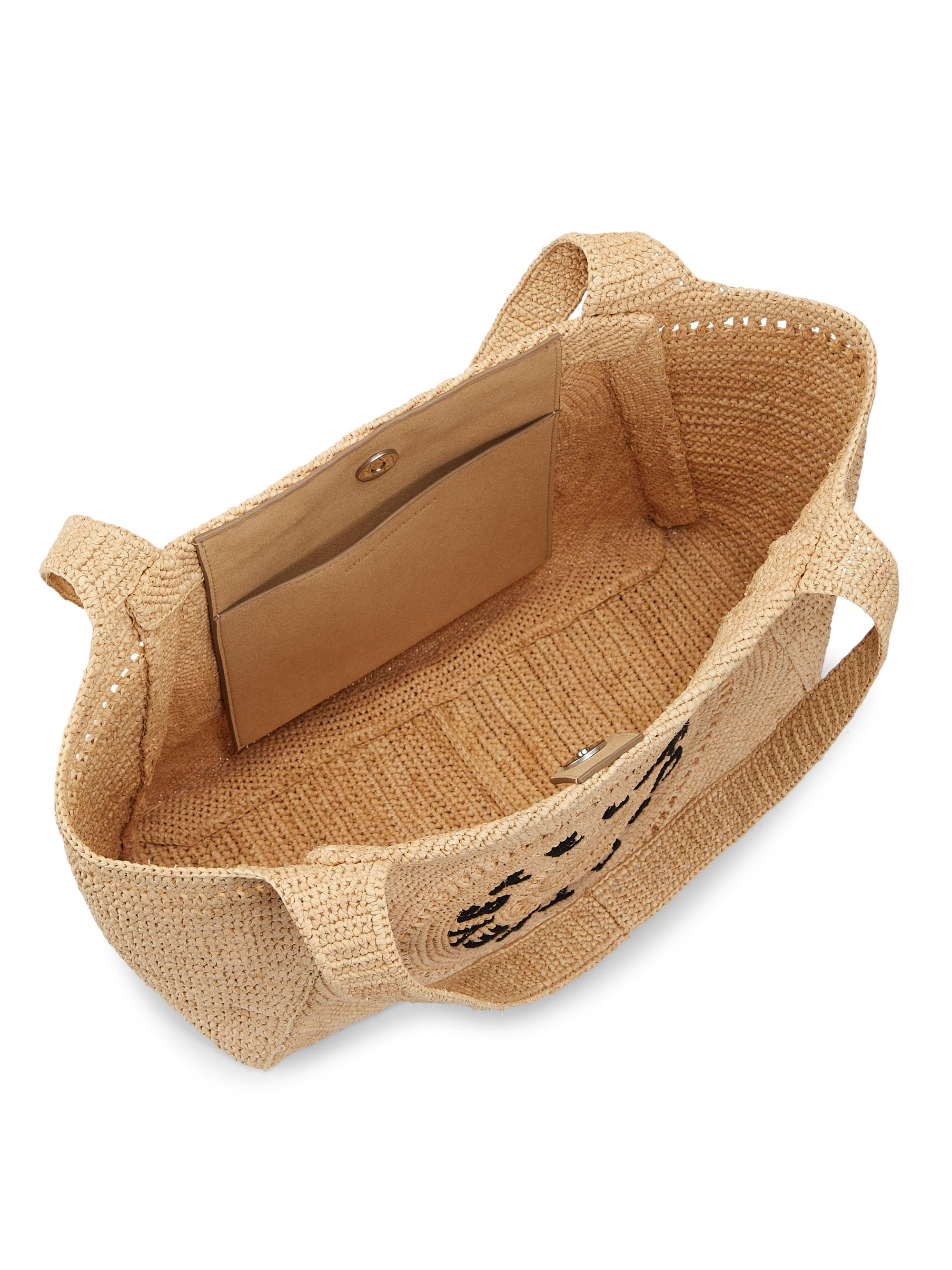 Stella McCartney Logo-Embroidered Crochet Raffia Tote Bag | Saks