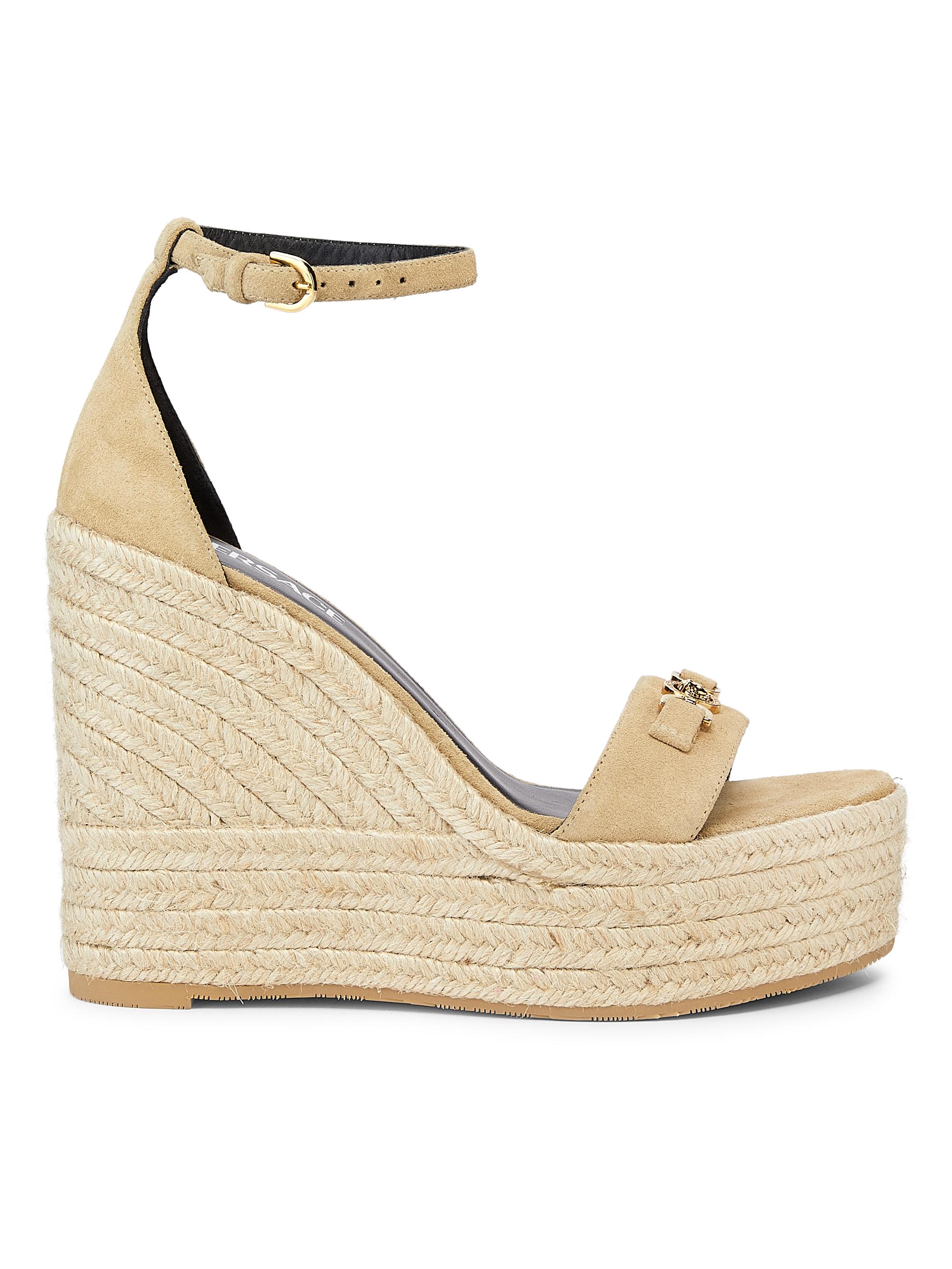 Versace Women's Medusa 95MM Espadrille Platform Wedge Sandals - Mastic