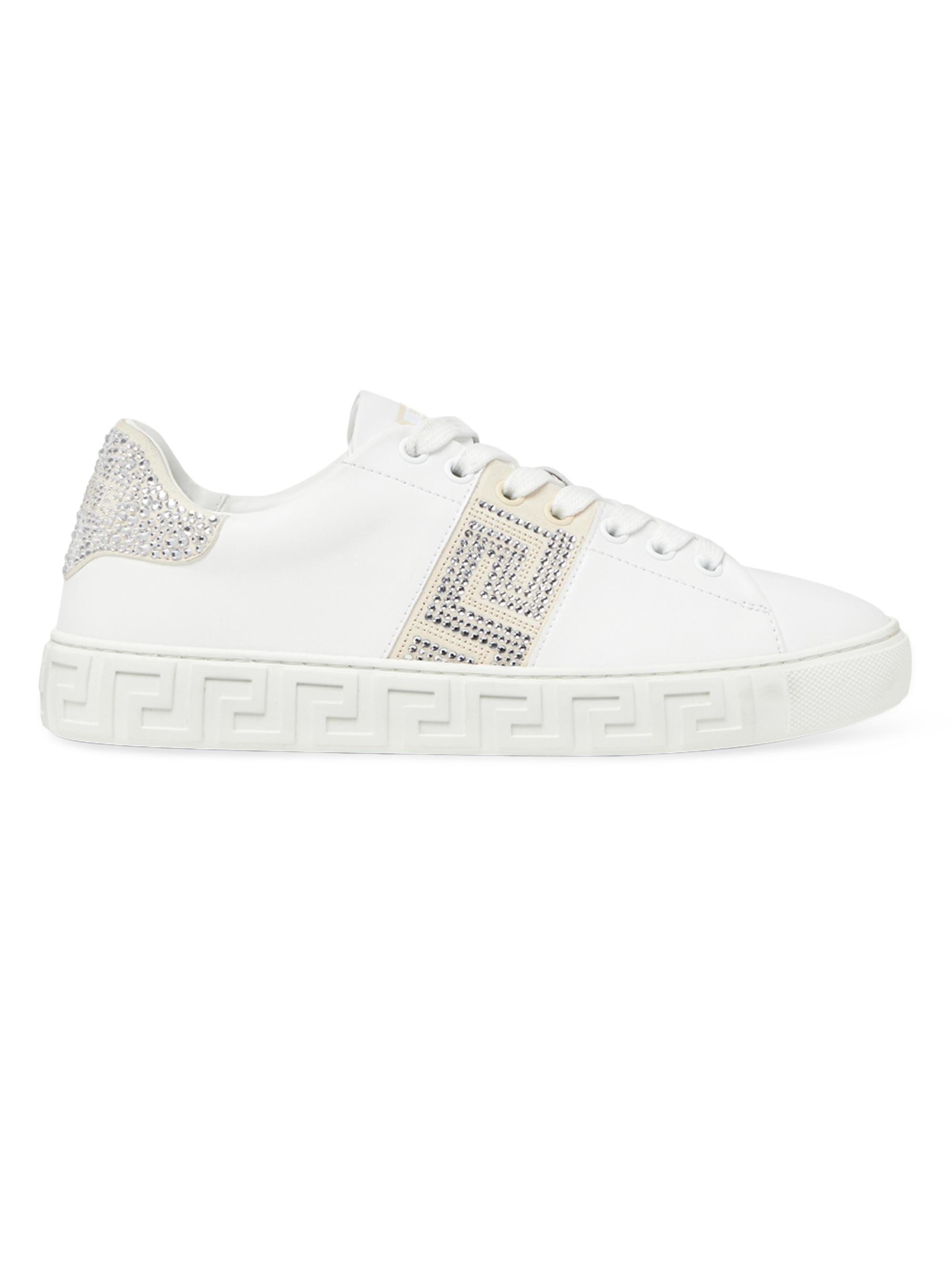 Versace Crystal-Embellished La Greca Low-Top Sneakers Saks