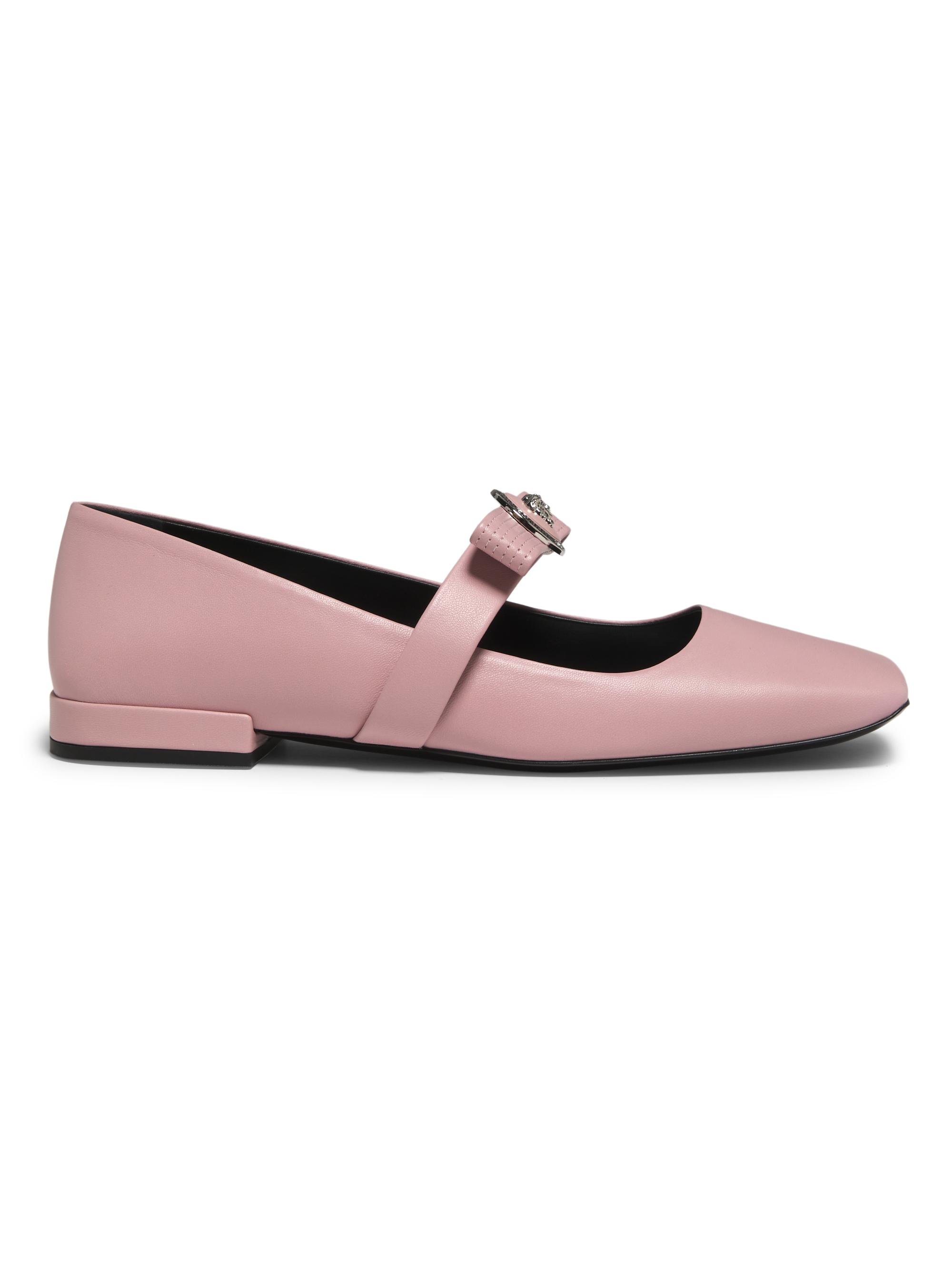 Versace Women's Gianni Leather Ballerina Flats - Dusty Rose Palladium