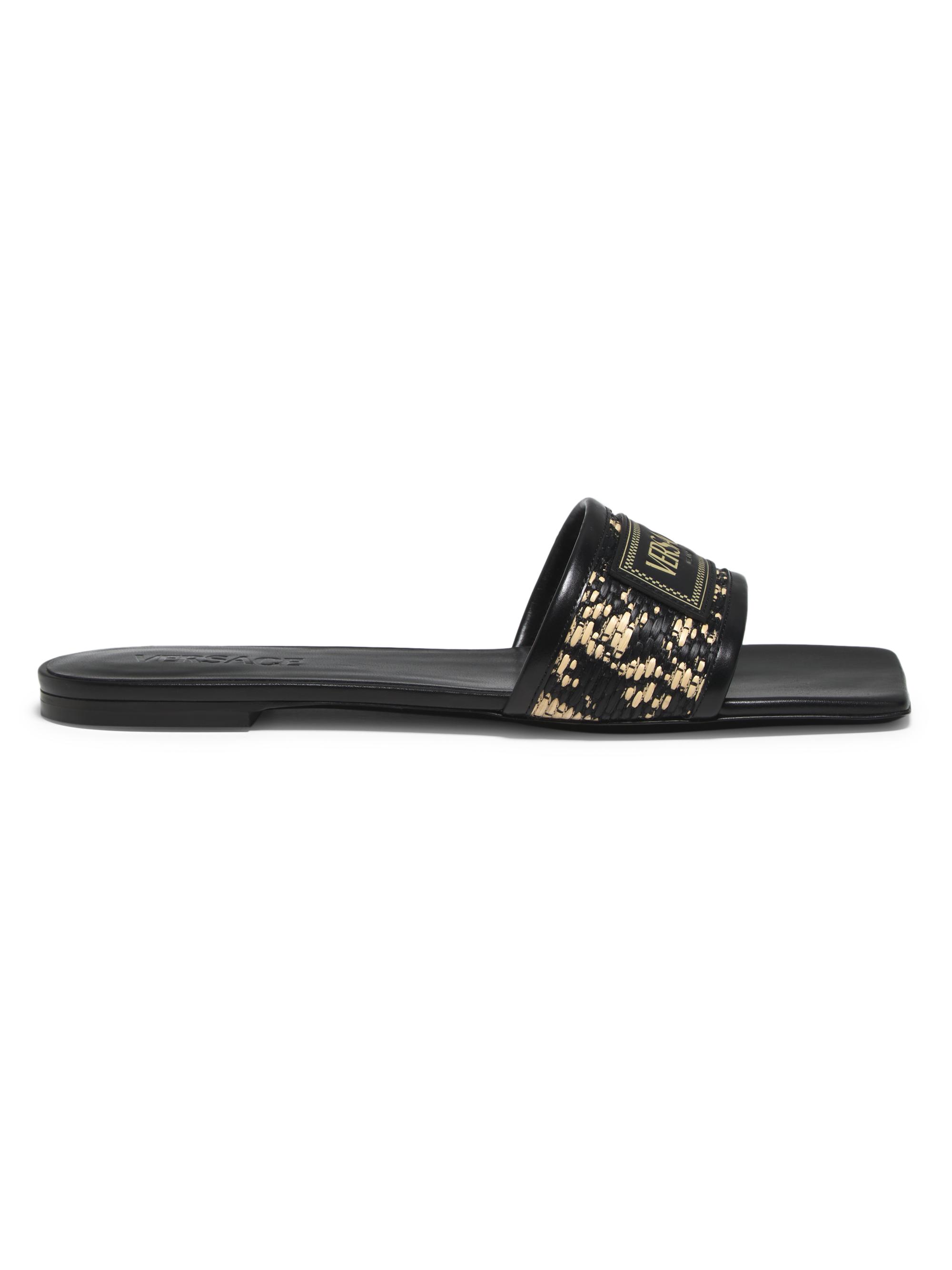 Versace Women's Athena Canvas Flat Mules - Black Multi