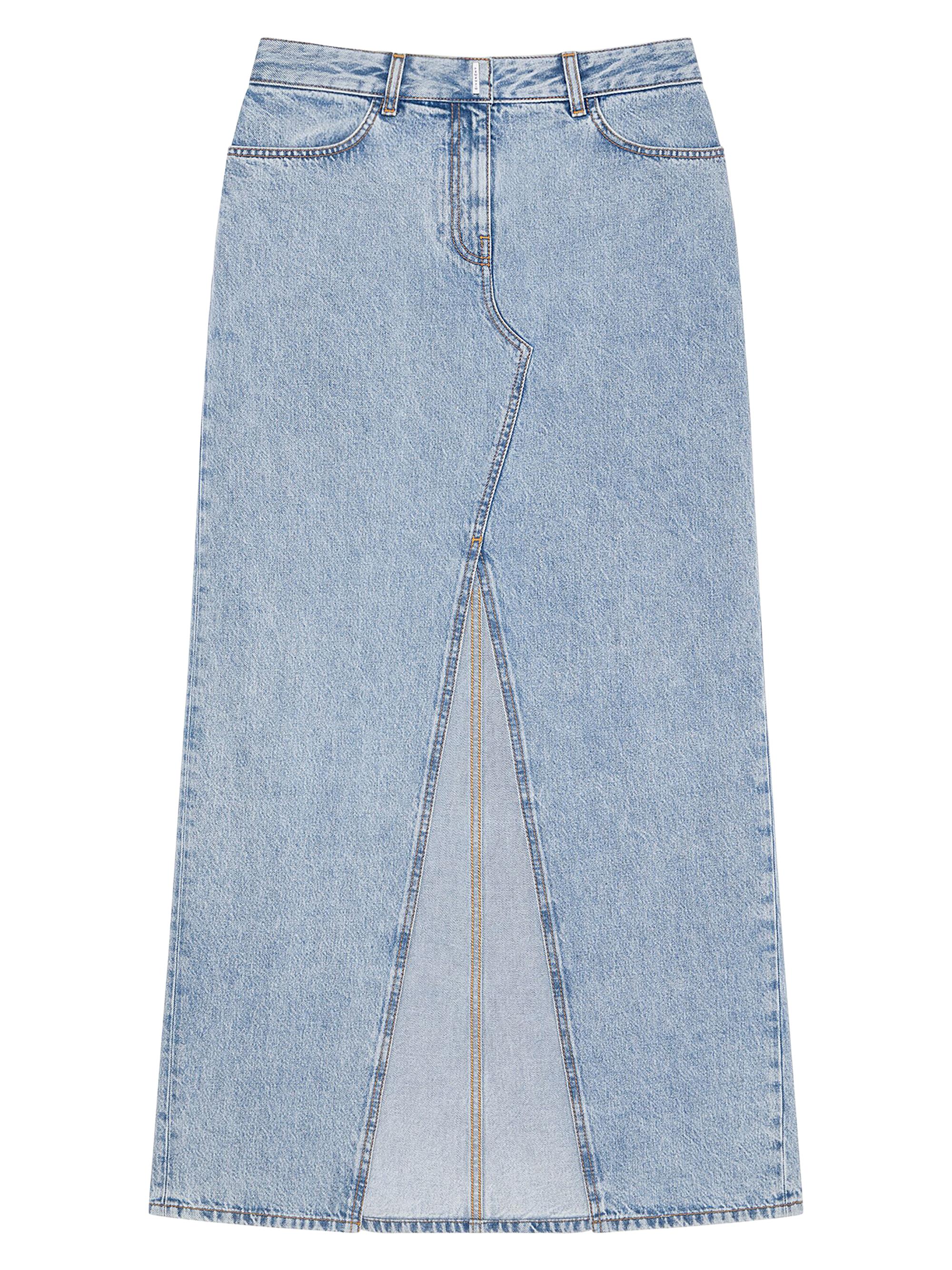 Givenchy Women's Skirt in Denim with Slit - Light Blue