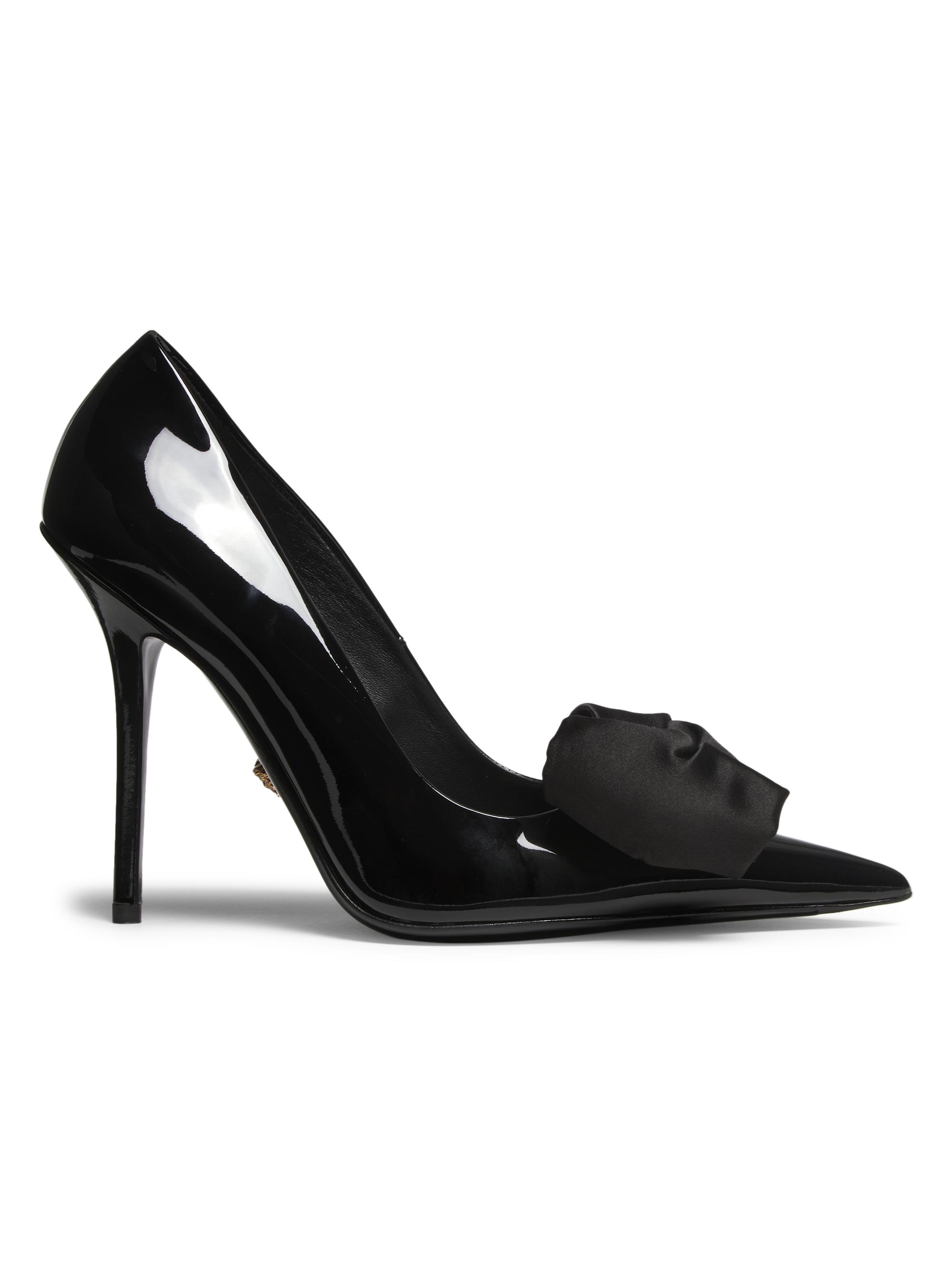 Versace Women's Gianni 110MM Ribbon Leather Pumps - Black
