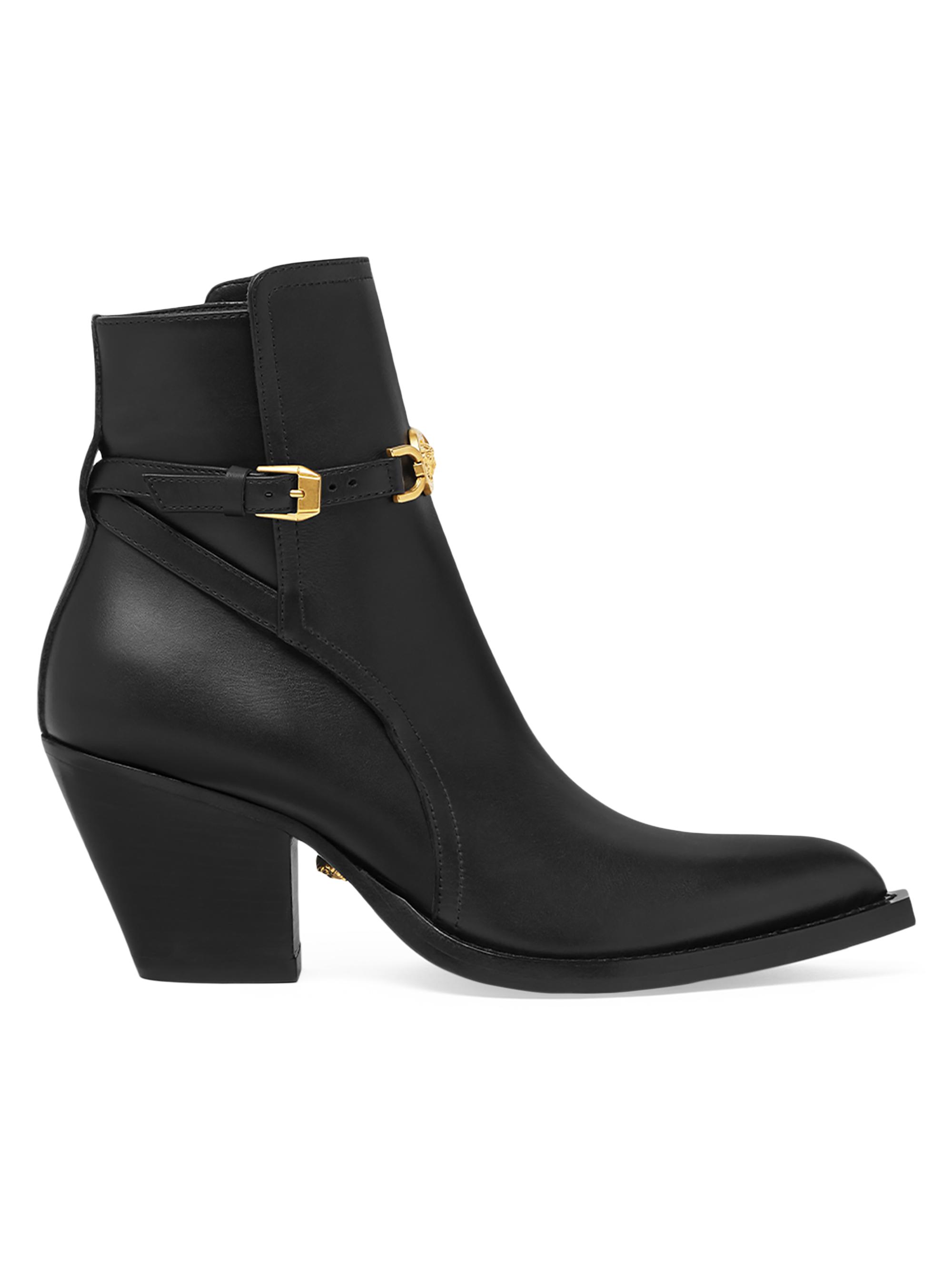 Versace Women's Medusa Camperos 65MM Leather Booties - Black Palladium