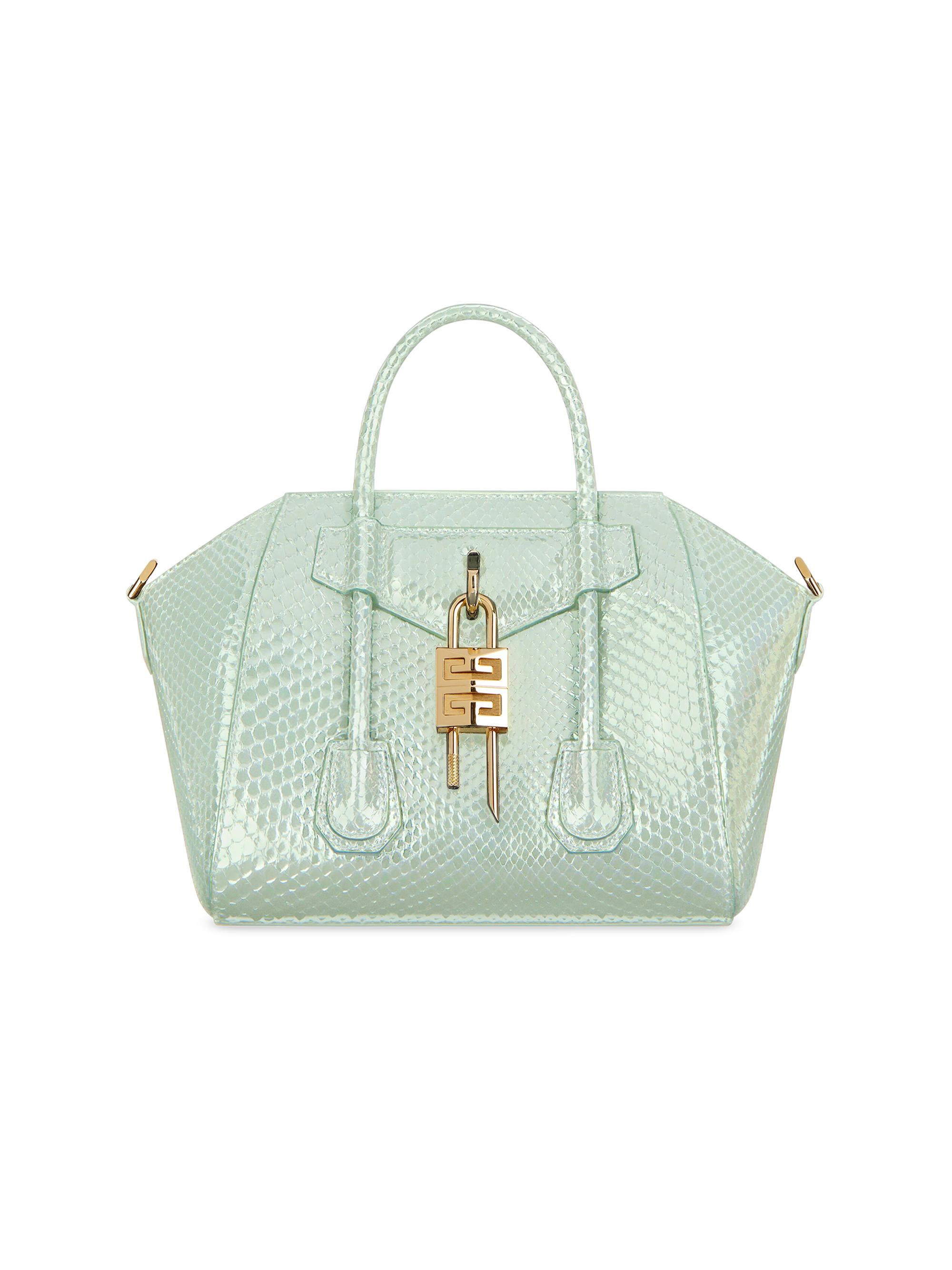 Givenchy Women's Mini Antigona Lock Top Handle Bag in Ayers - Celadon