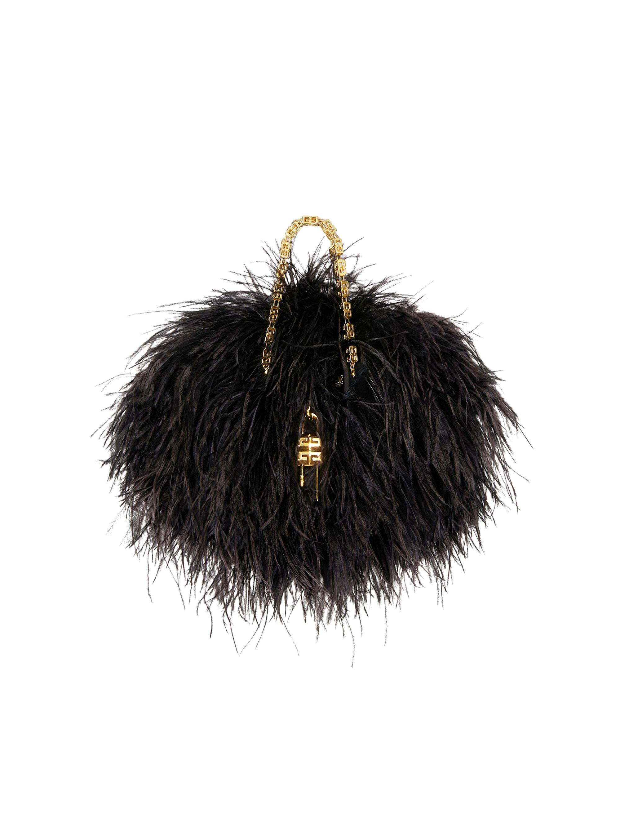 Givenchy Women's Mini Kenny Bag in Silk with Feathers - Black