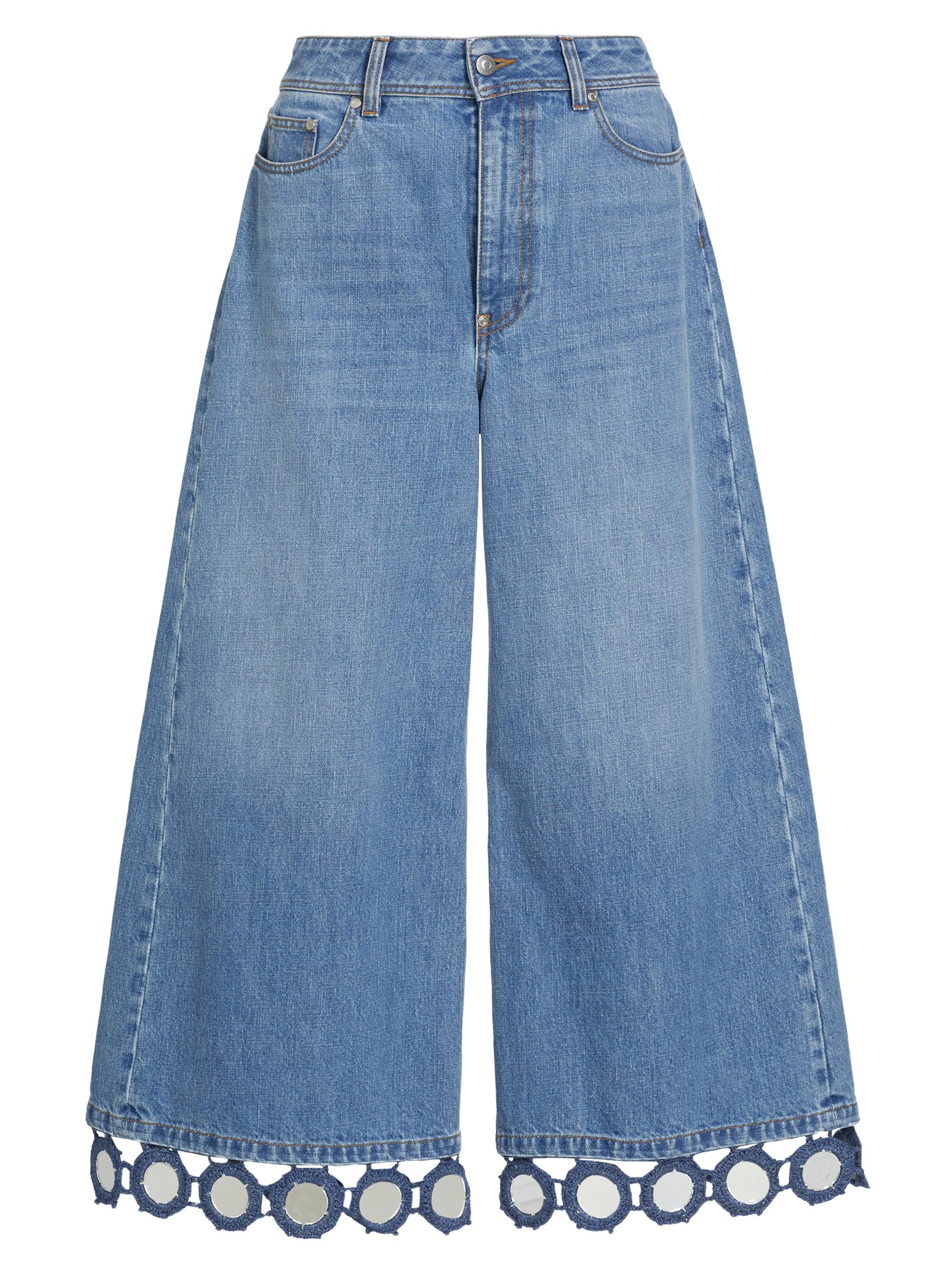Stella McCartney Women's High Summer Mirror-Trimmed Wide-Leg Jeans - Light Blue Vintage Denim