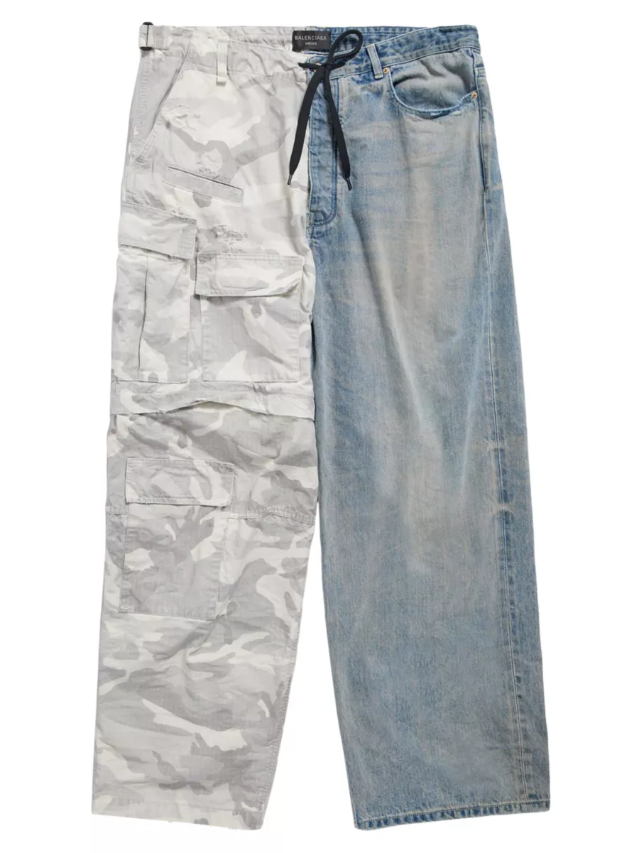 Shop Balenciaga Grayscale Camo Hybrid Baggy Pants | Saks Shop Balenciaga Grayscale Camo Hybrid Baggy Pants | Saks