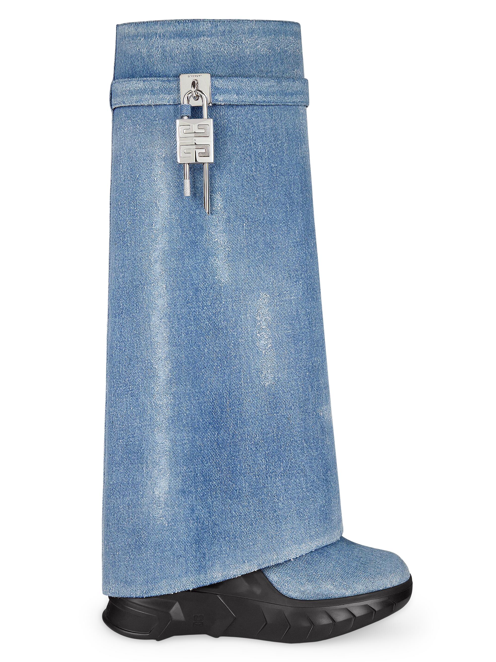 Givenchy Women's Shark Lock Biker Boots in Denim - Medium Blue