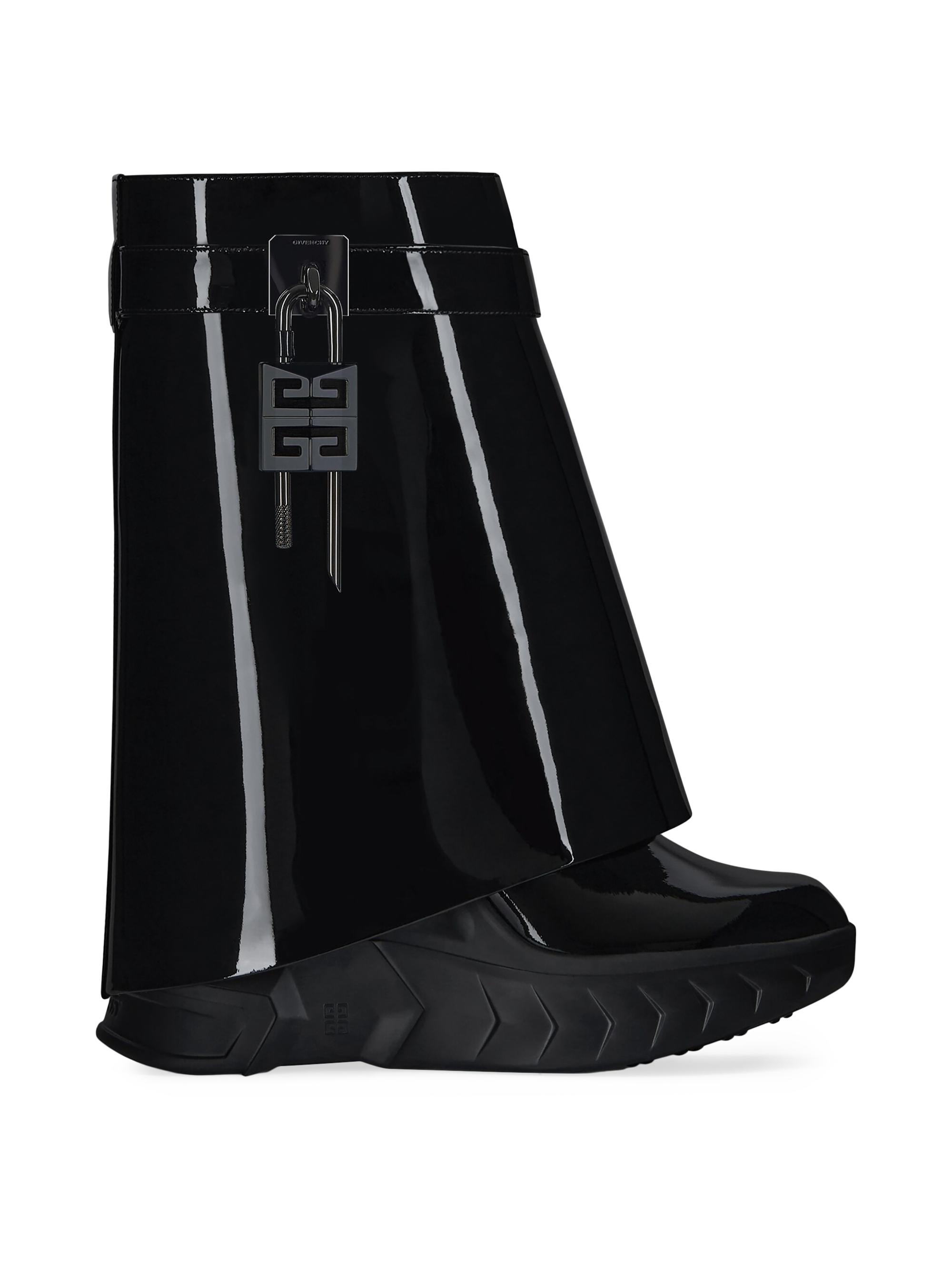 Givenchy Women's Shark Lock Biker Ankle Boots in Patent Leather - Black