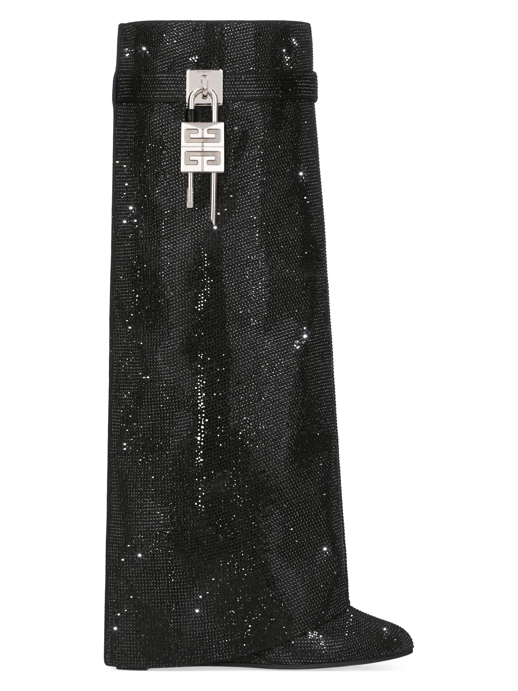 Givenchy Women's Shark Lock Boots in Satin with Strass - Black