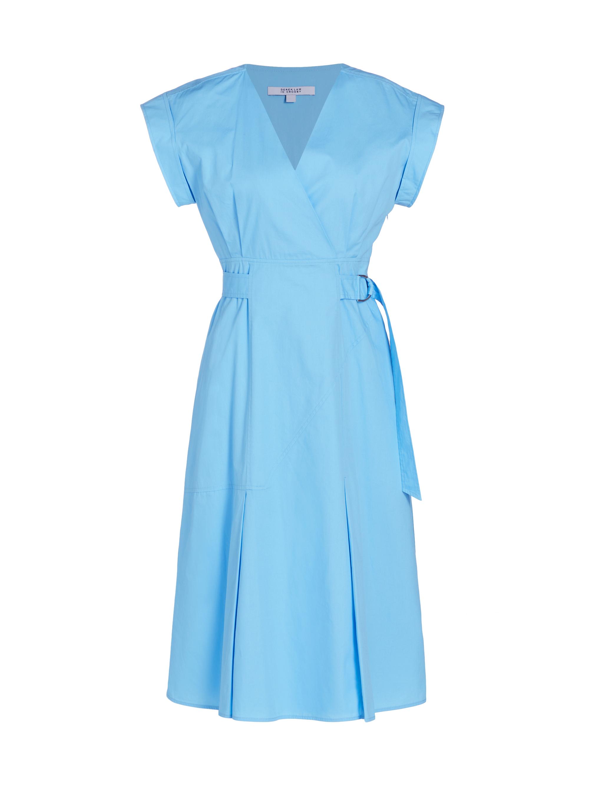 Derek Lam 10 Crosby Women's Arabella Cotton Belted Midi-Dress - Azure