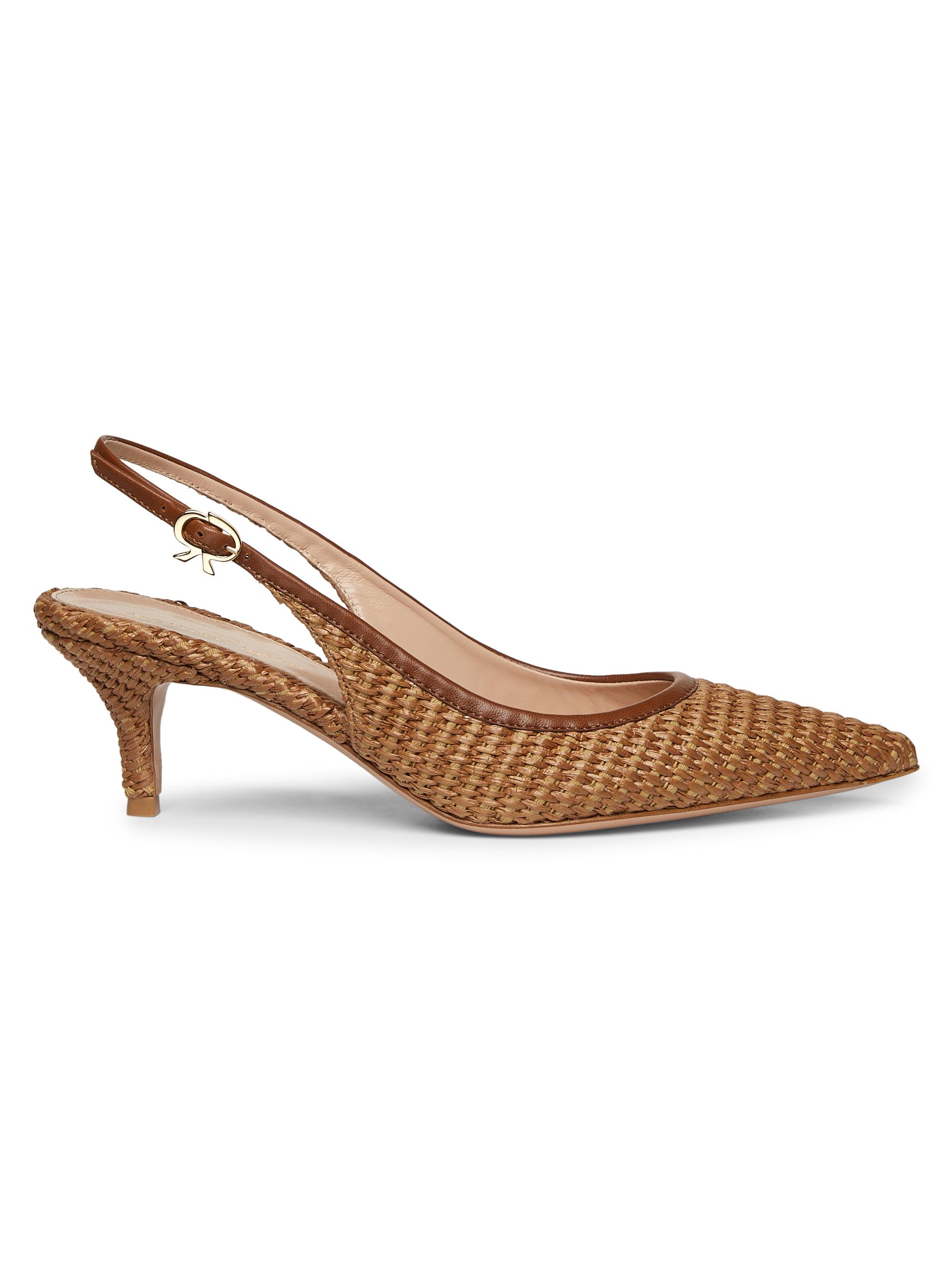 Gianvito Rossi Marbella 55MM Raffia & Leather Pumps | Saks Fifth