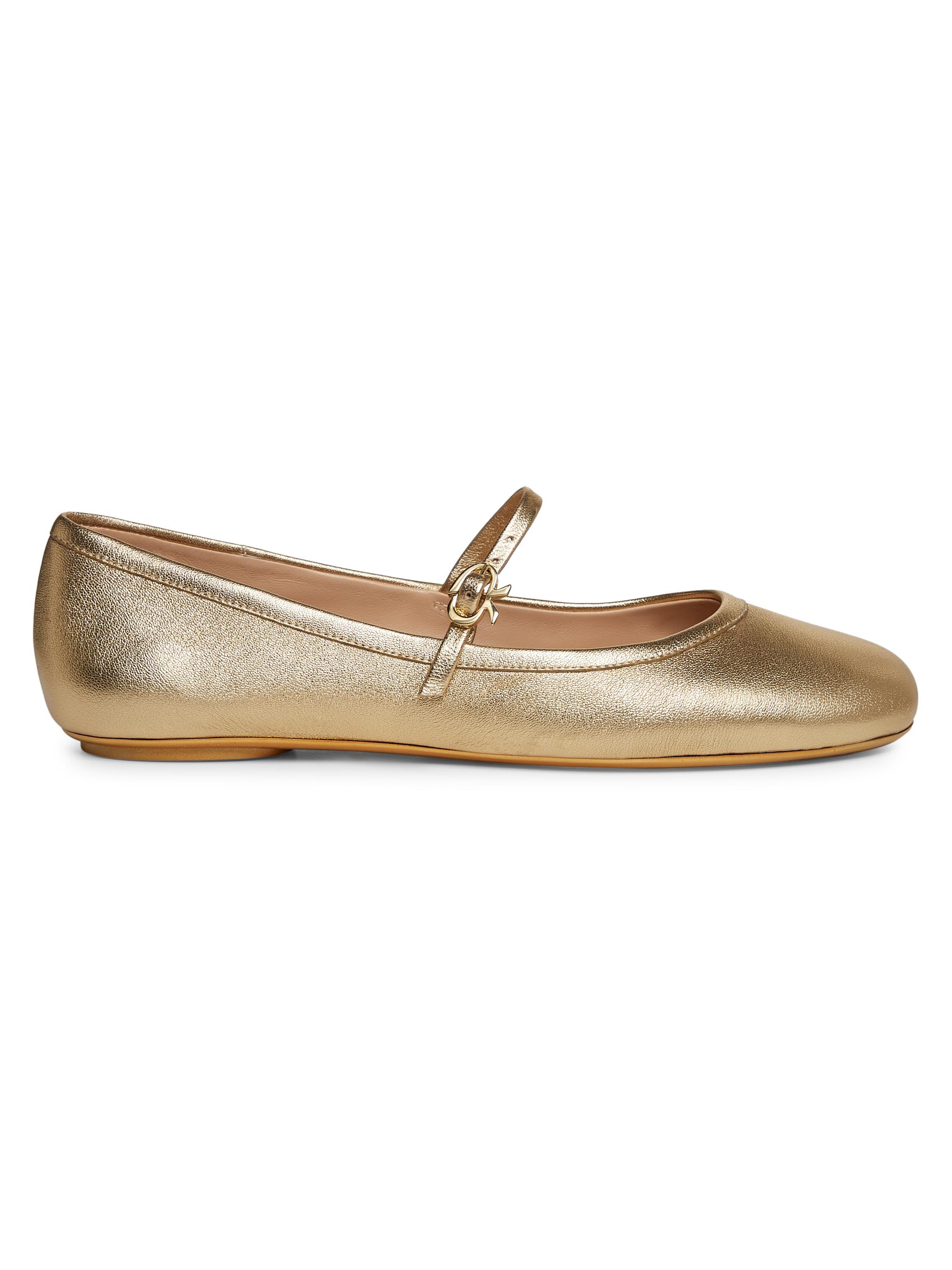 Gianvito Rossi Women's Carla Metallic Leather Ballerina Flats - Mekong