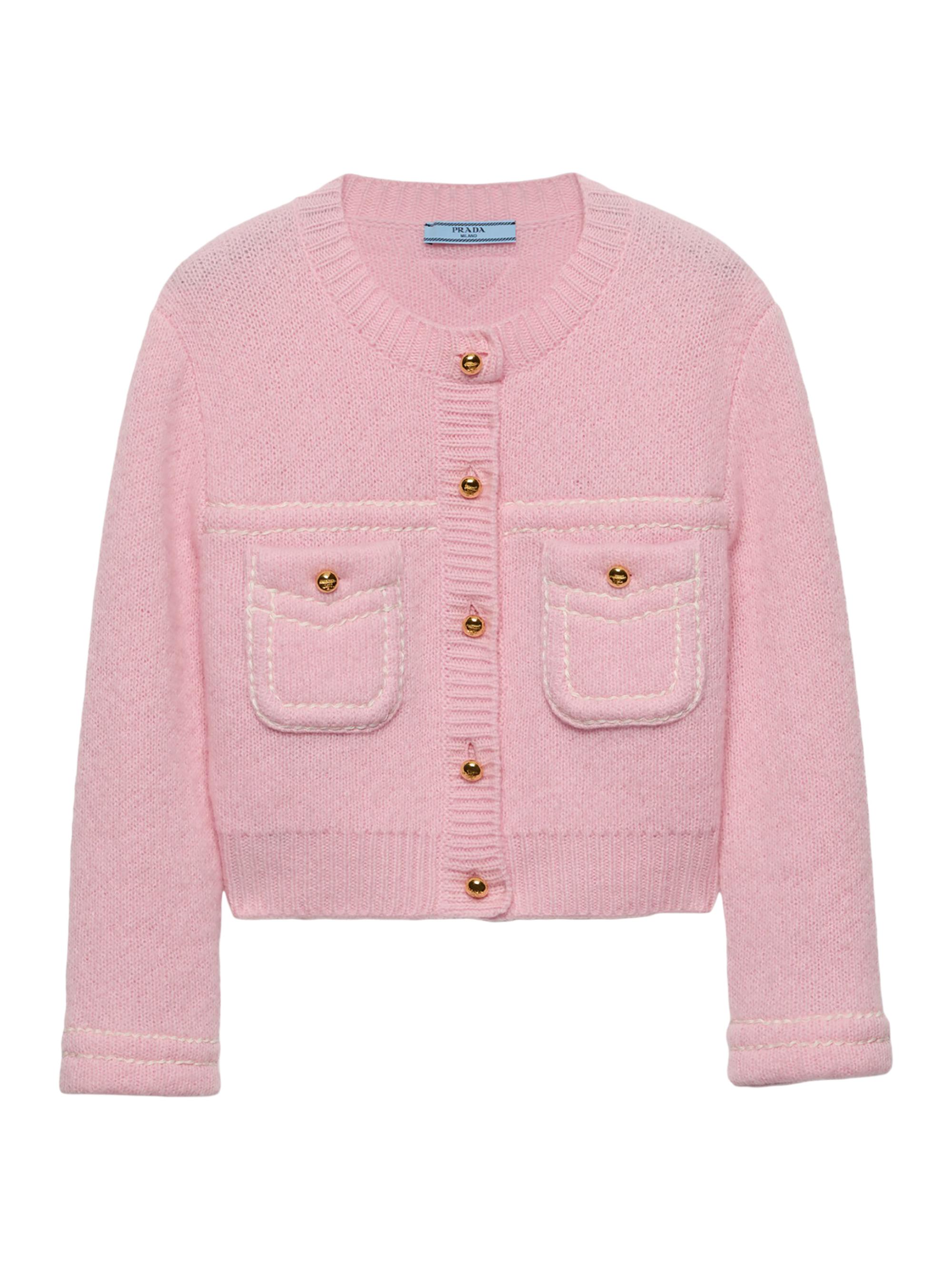 トップス PRADA Mohair blend check cardigan pink Prada Bouclé Mohair Cardigan | Saks Fifth Avenue