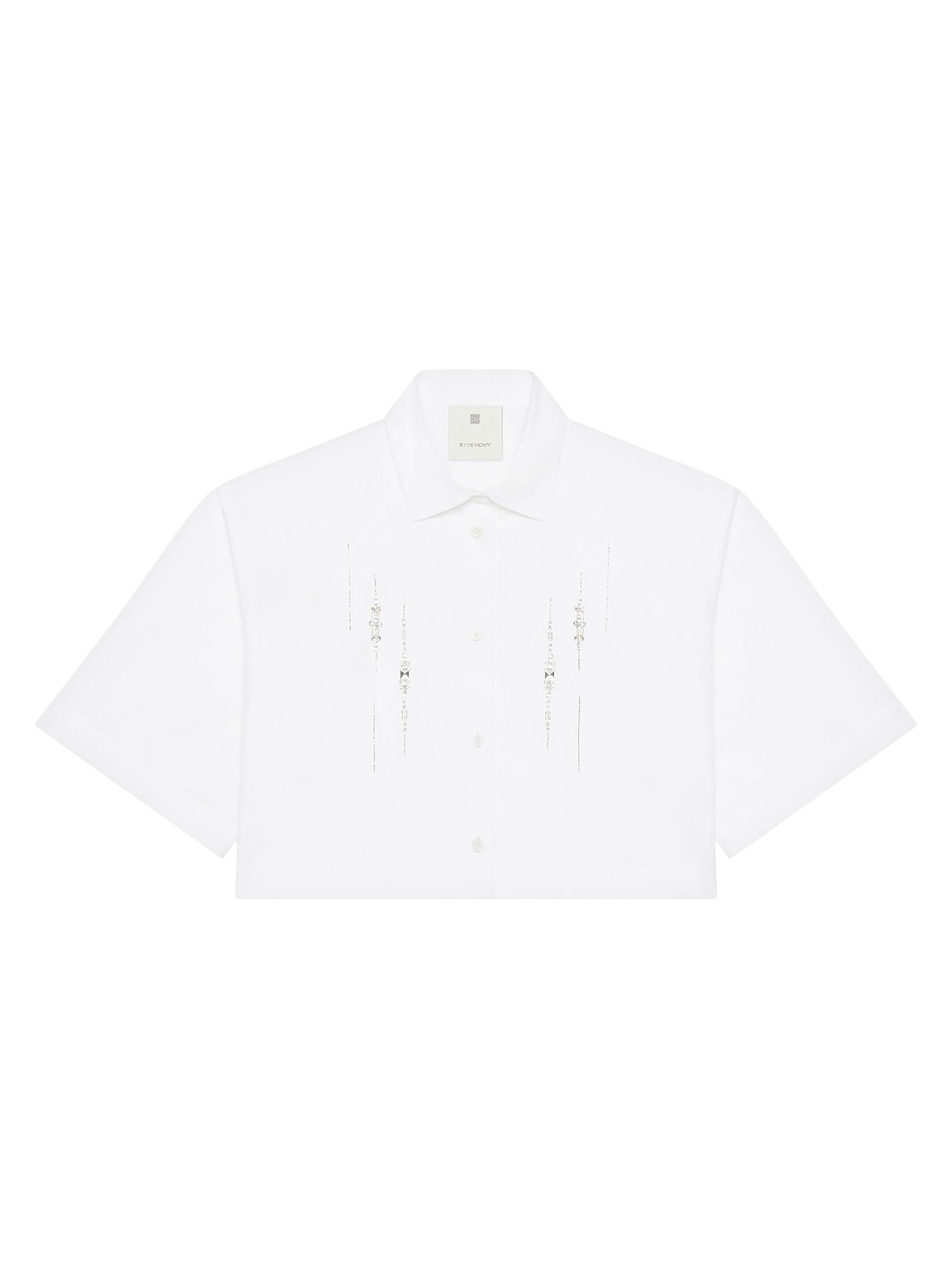 Givenchy Women's Cropped Shirt in Poplin with Crystals - White