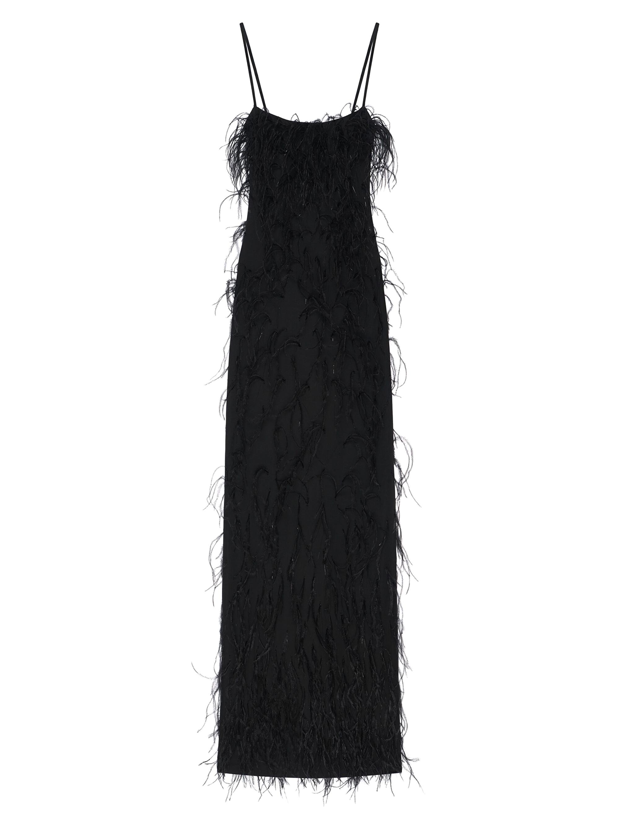 Givenchy Women's Evening Straps Dress with Feathers and Lurex - Black