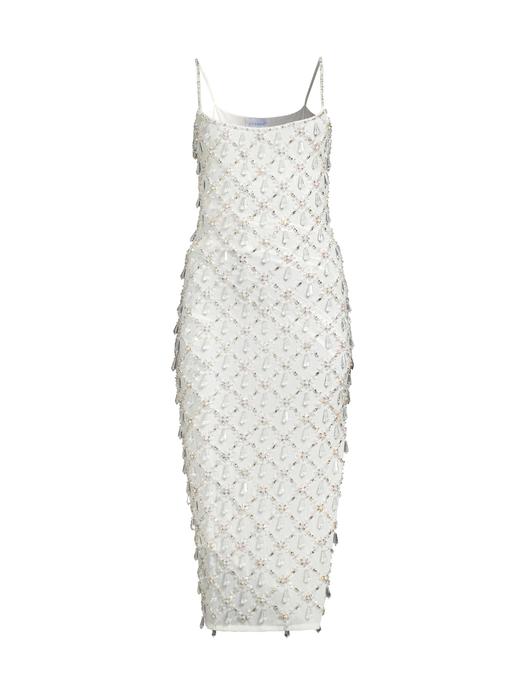 Oceanus Women's Calliope Teardrop Beaded Midi-Dress - White