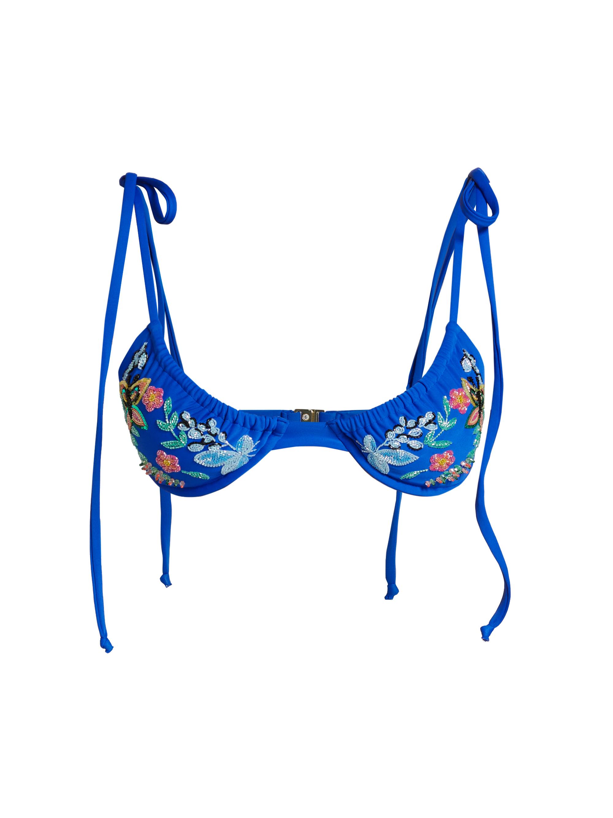 Oceanus Women's Los Angeles Underwire Beaded Bikini Top - Blue