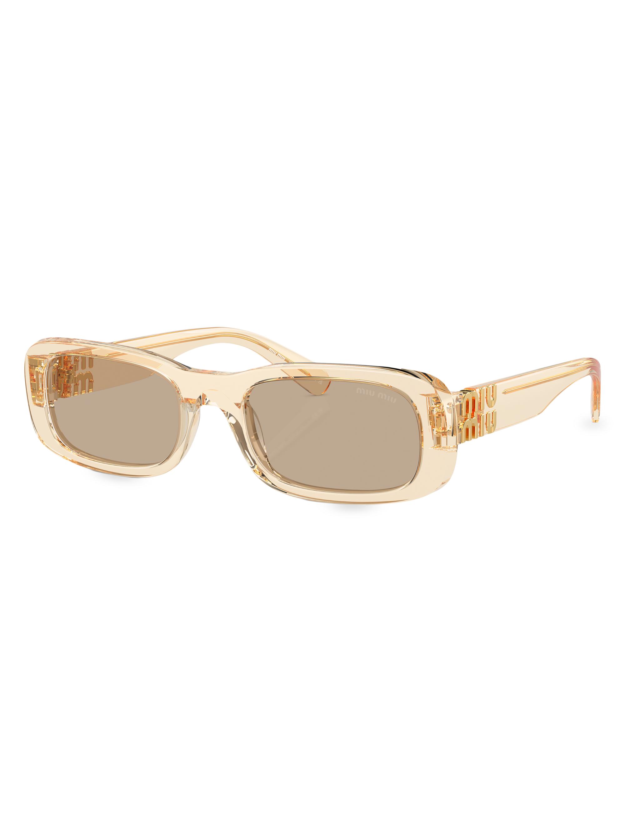 Miu Miu Women's 53MM Rectangular Sunglasses - Translucent Pale Peach Taupe